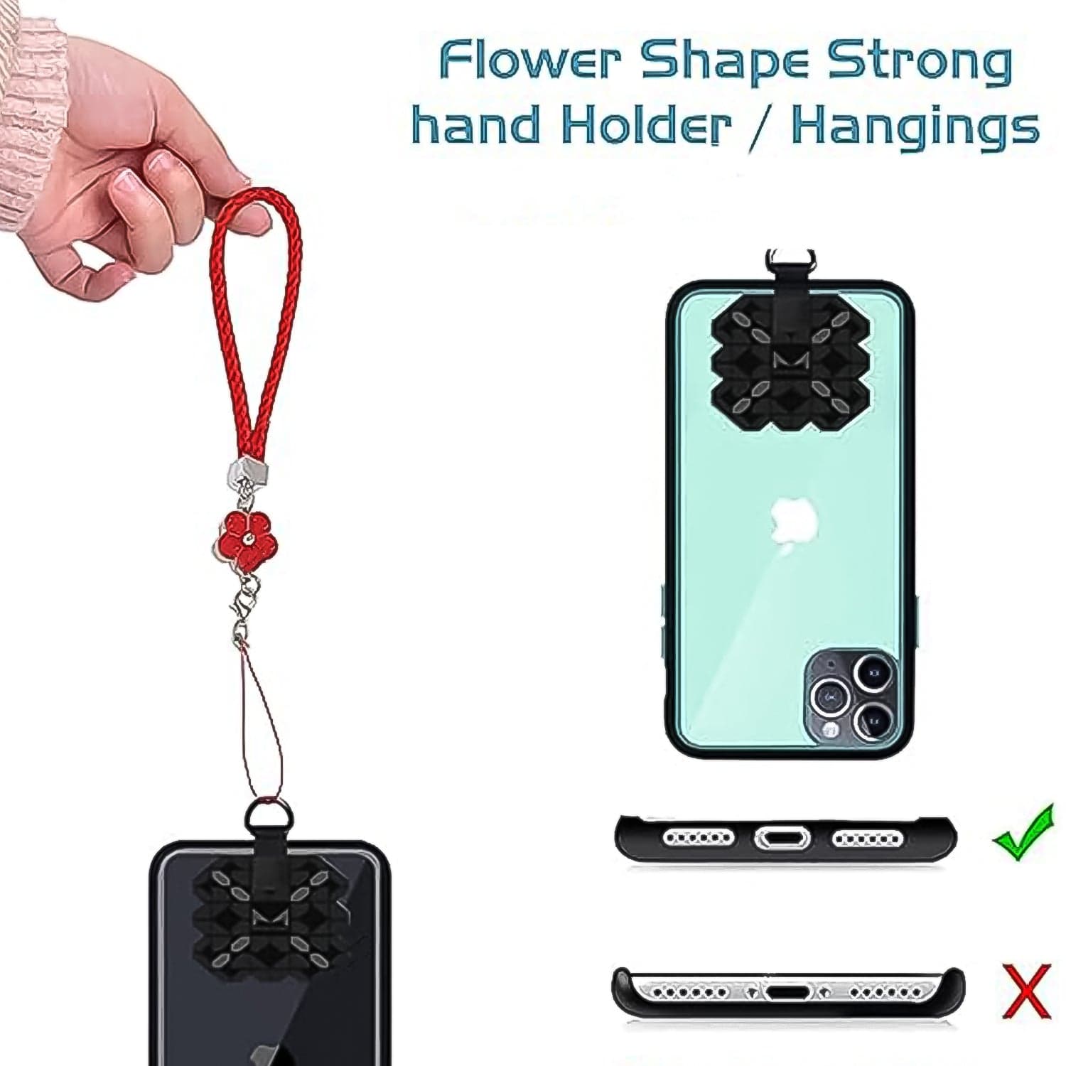 Flower Shape metal alloy pendant Nylon Braided leather hand strap lanyard phone (1 Pc / Multicolor) thumbnail 3