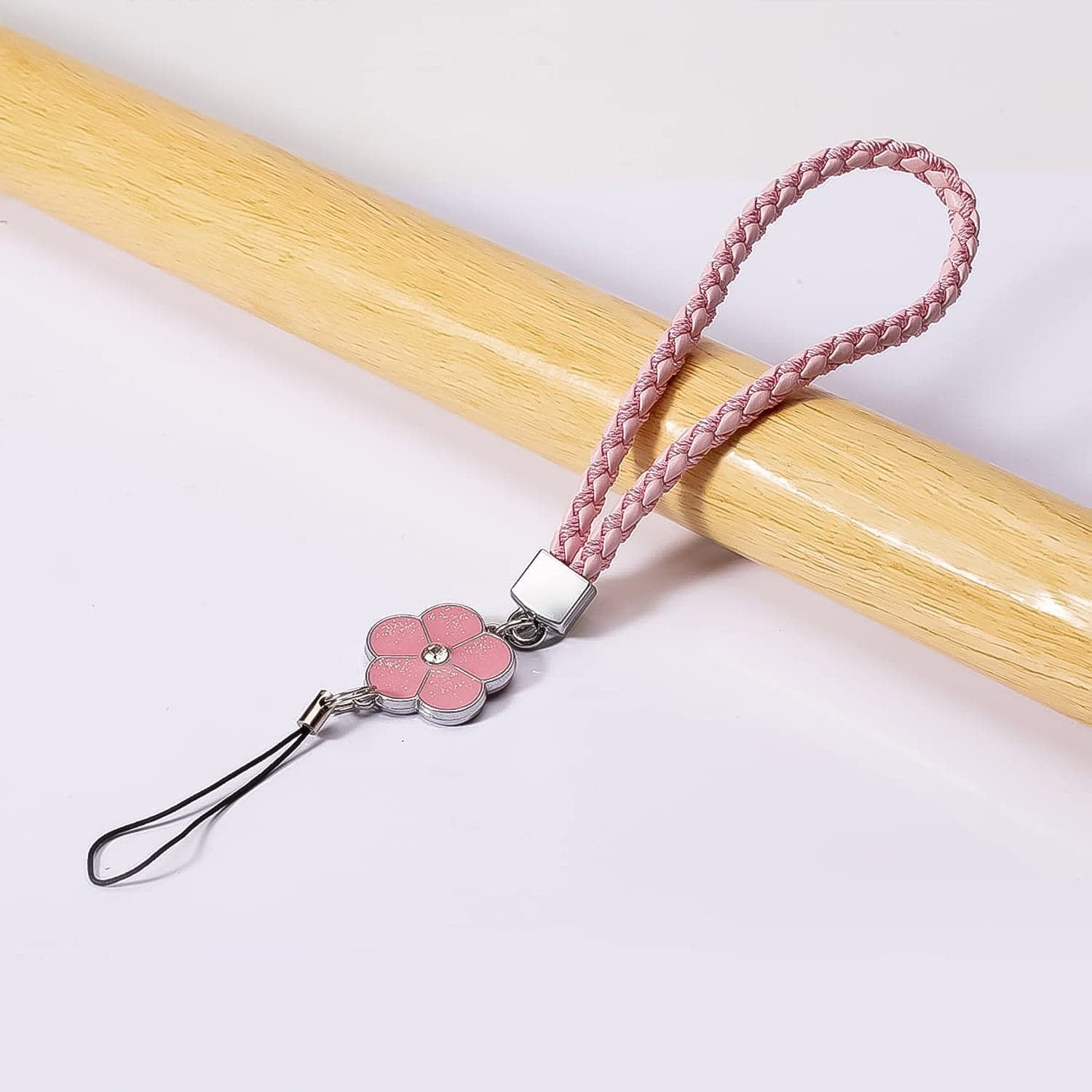 Flower Shape metal alloy pendant Nylon Braided leather hand strap lanyard phone (1 Pc / Multicolor) thumbnail 6