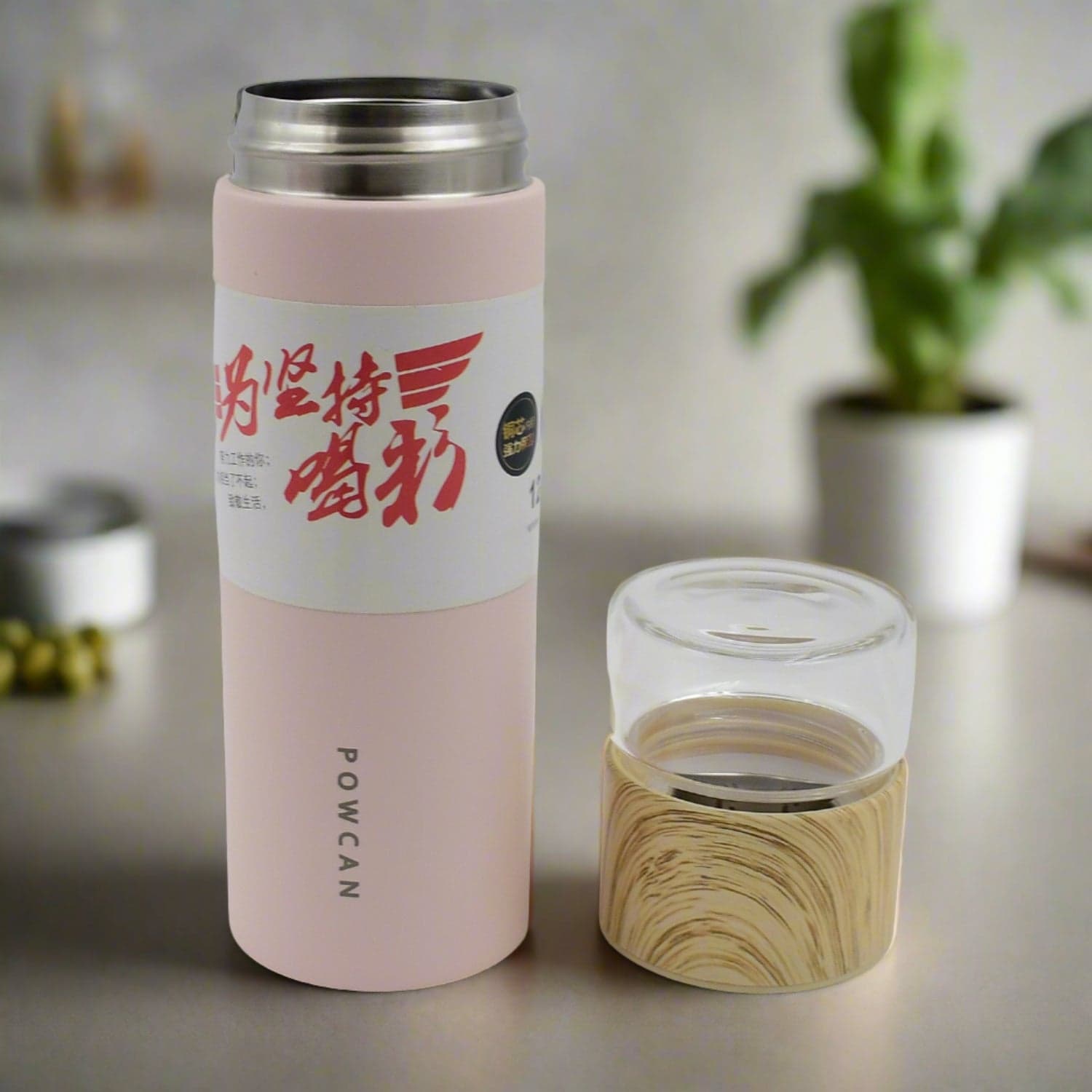 Steel Water Bottle With Glass Lid (350 ML) thumbnail 4
