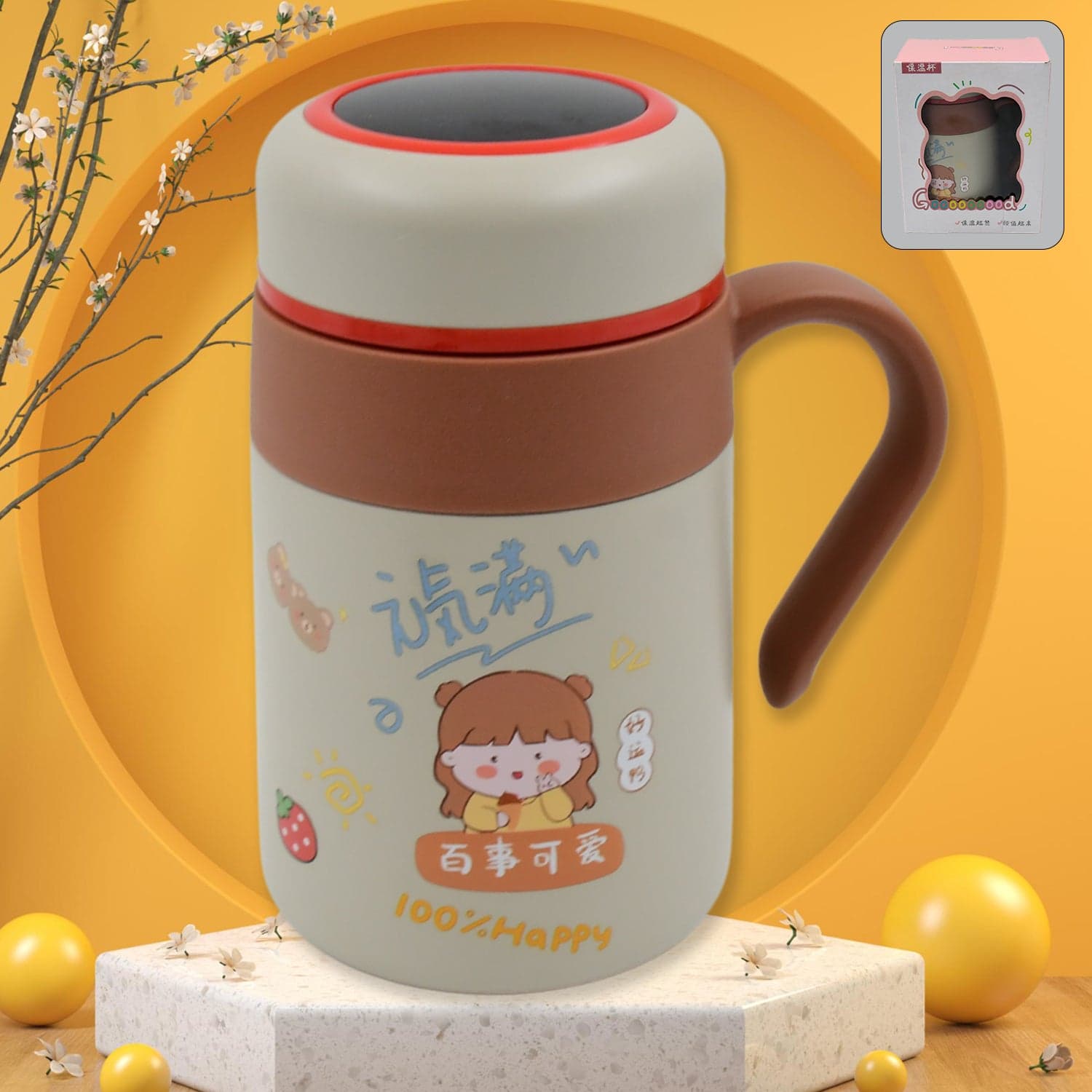 Stainless Steel Mug / Bottle Vacuum Insulated Cup with Handle & Small cup (550 ML) thumbnail 6