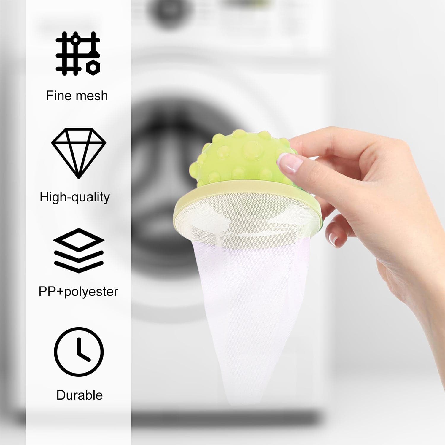 Reusable Washing Machine Floating Cylindrical Shape Lint Mesh Bag ( 1 Pc) thumbnail 3