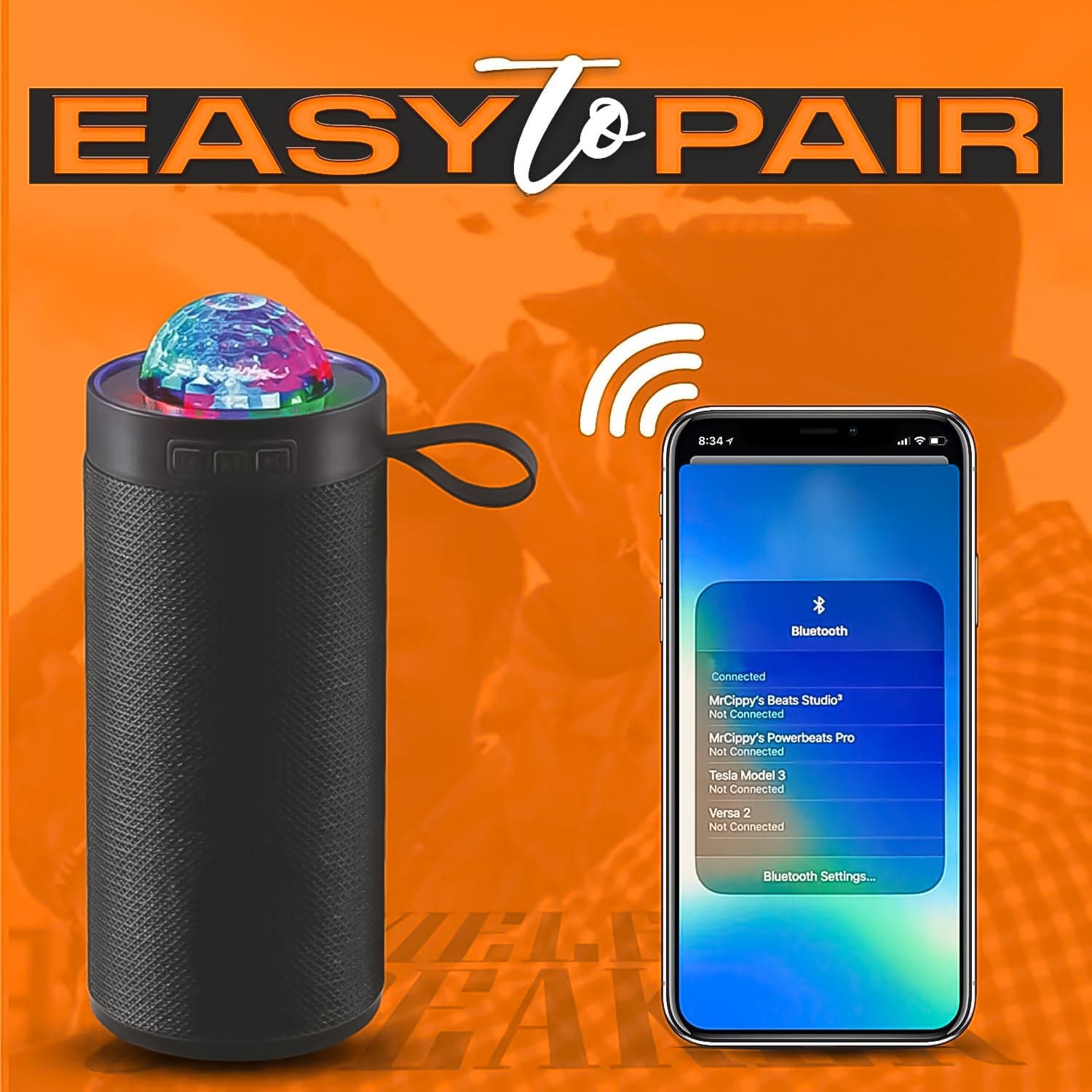 3D Disco Light Sound Bluetooth Speaker (1 Pc) thumbnail 3