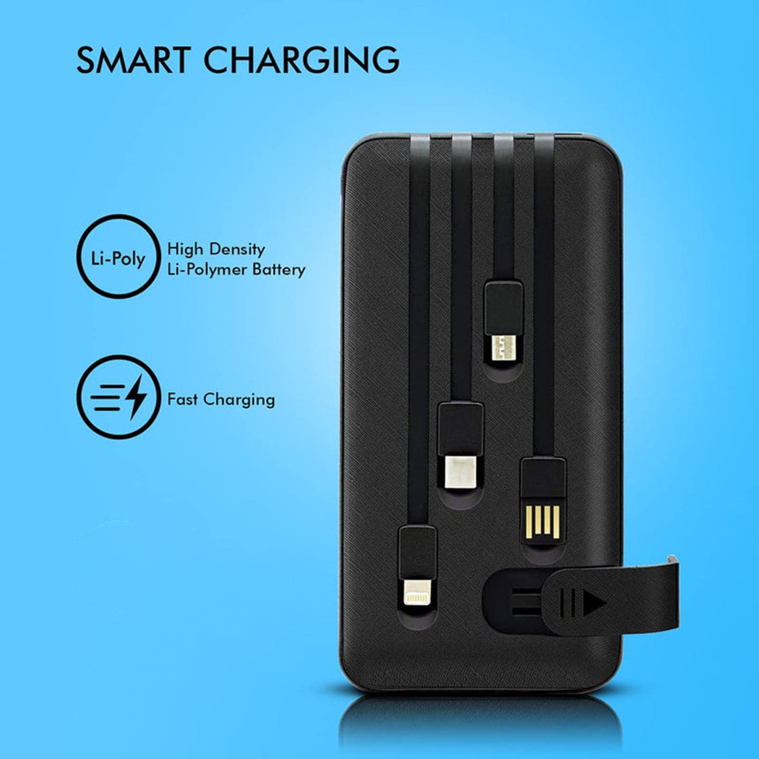 10000mAh, 12W Fast Charging Power Bank with built 4 in 1 USB with Mobile Holder (1 Pc) thumbnail 5