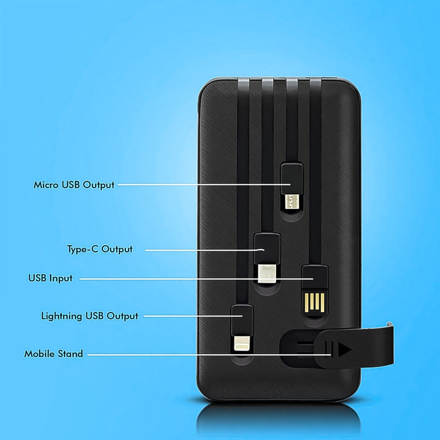 10000mAh, 12W Fast Charging Power Bank with built 4 in 1 USB with Mobile Holder (1 Pc) thumbnail 7
