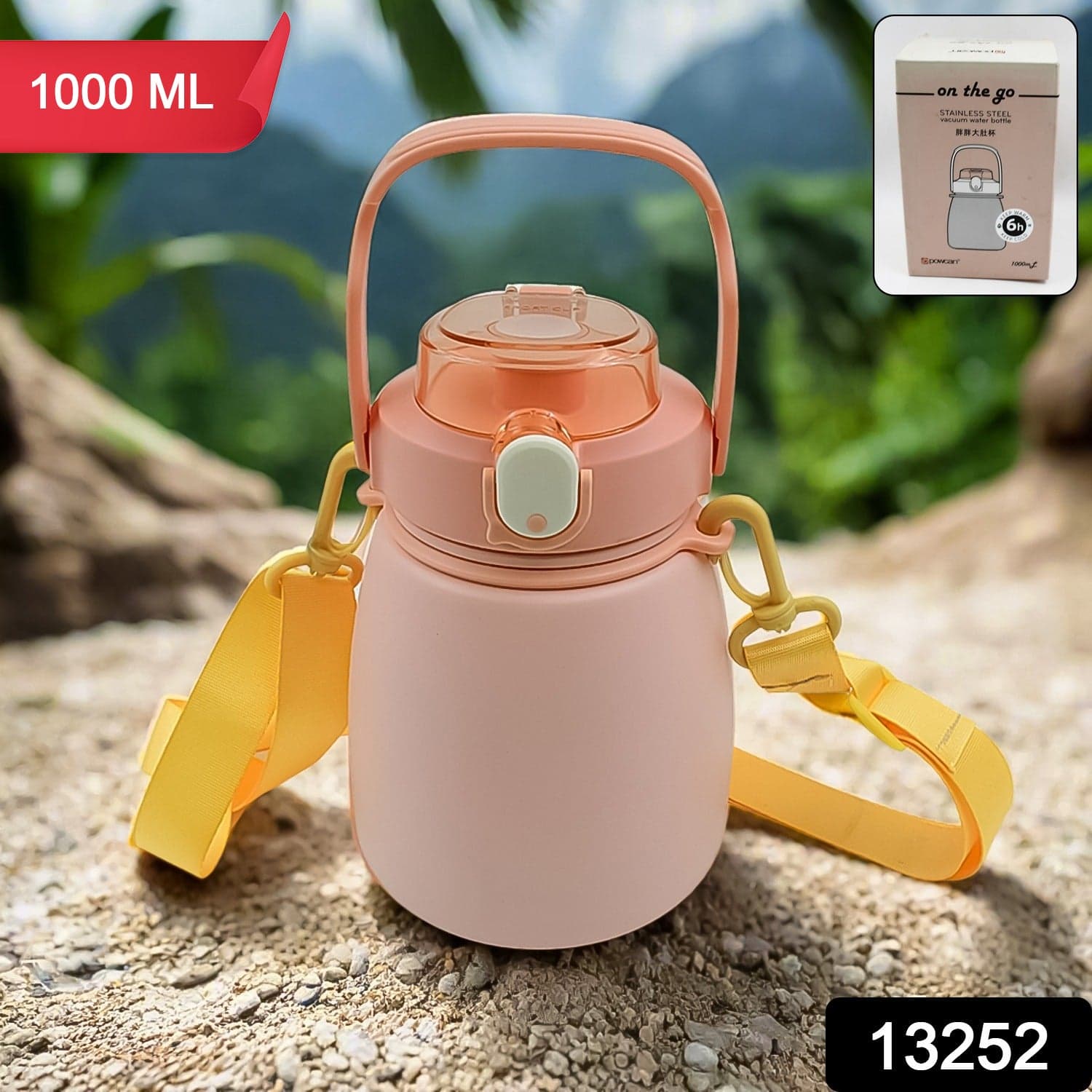 Stainless Steel Mug / Bottle Vacuum Insulated Cup with Handle & Strap (1000 ML) thumbnail 2