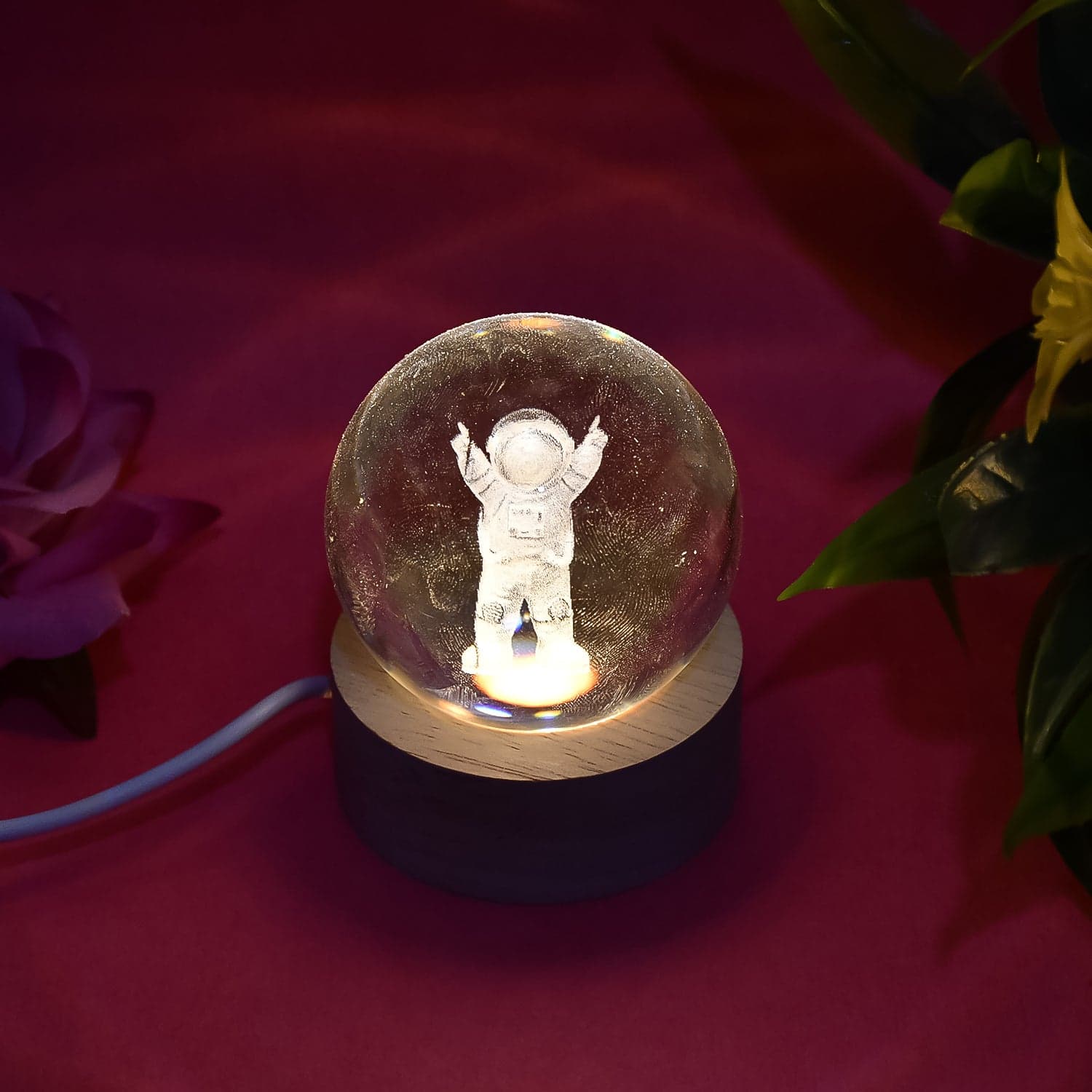 Moon 3D Crystal Ball Lamps with Base For Bedroom 3D Lamps (1 Pc) thumbnail 6