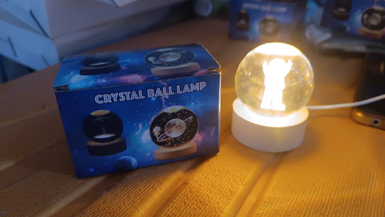 Moon 3D Crystal Ball Lamps with Base For Bedroom 3D Lamps (1 Pc) thumbnail 7