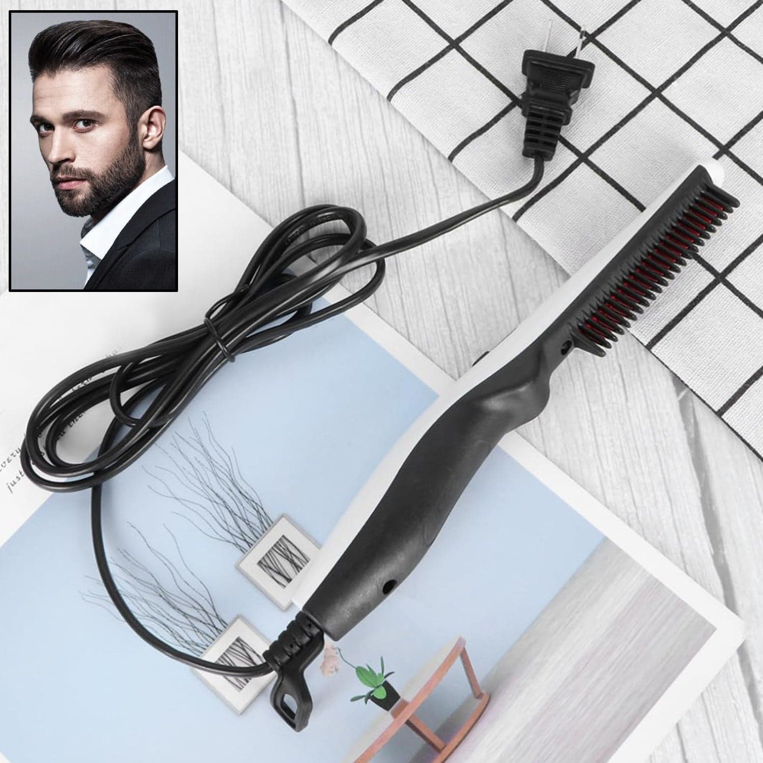 Electric Hair Straightening Comb Portable Straight Beard Comb (1 Pc) thumbnail 1
