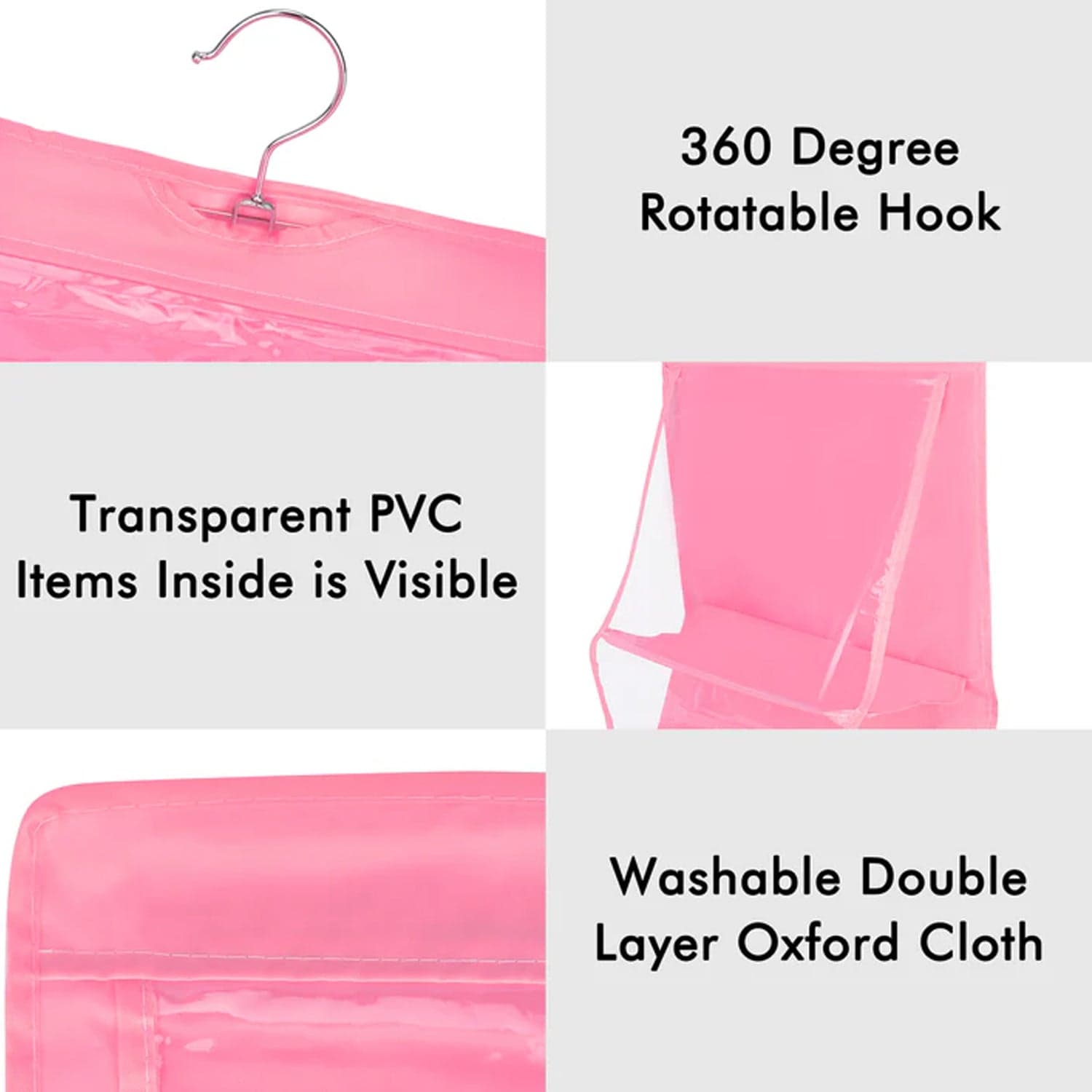 6 Pockets Hanging Purse Handbag Organizer Clear Hanging Shelf Bag (1 Pc) thumbnail 3
