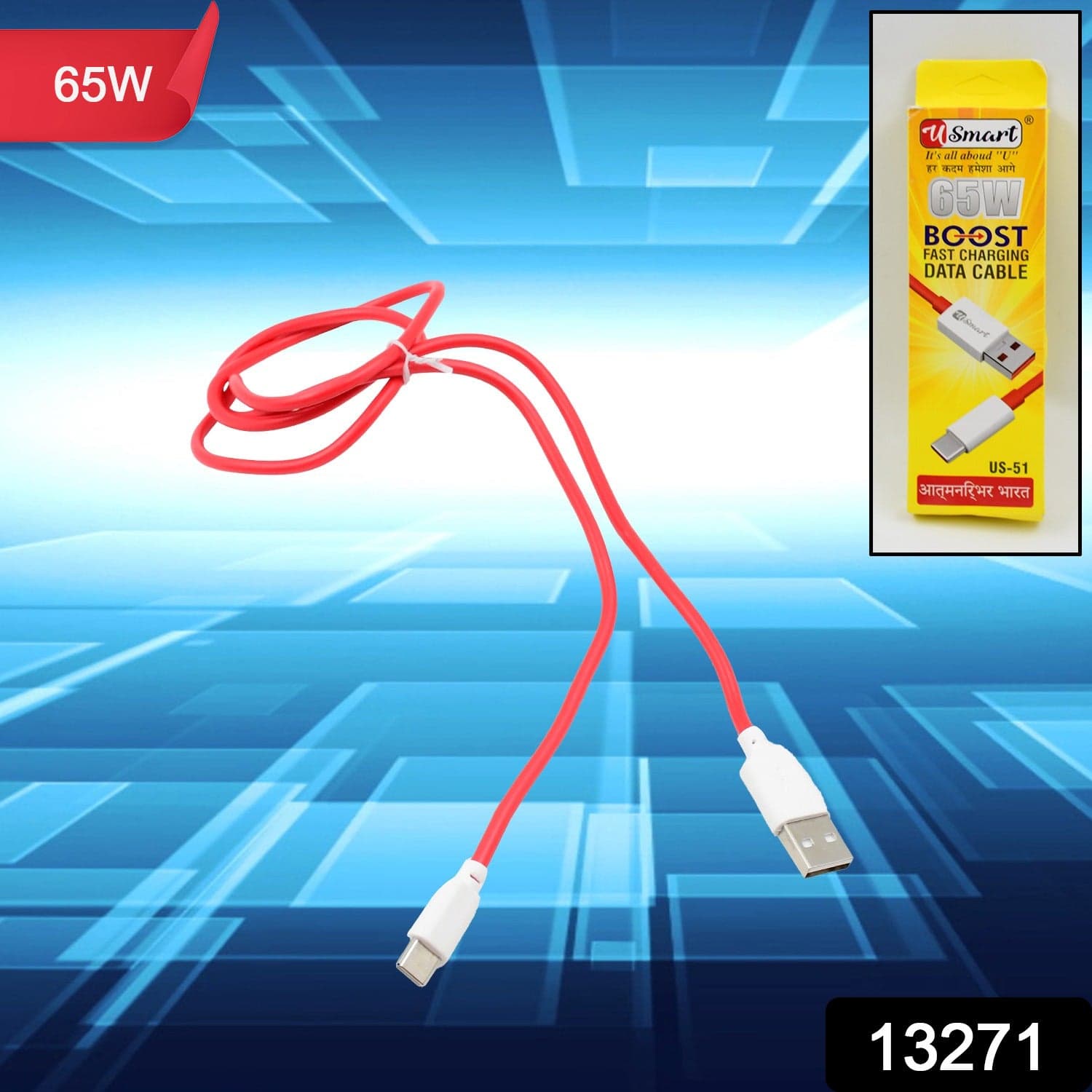 Type C data cable Fast Charging Data Cable (1000 MM / 65W / 1 Pc) thumbnail 2