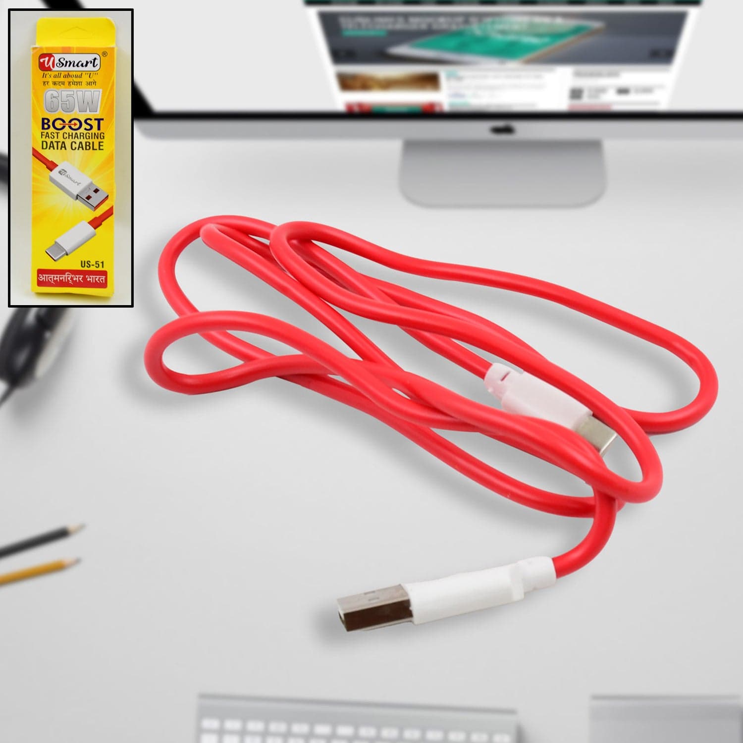 Type C data cable Fast Charging Data Cable (1000 MM / 65W / 1 Pc) thumbnail 6