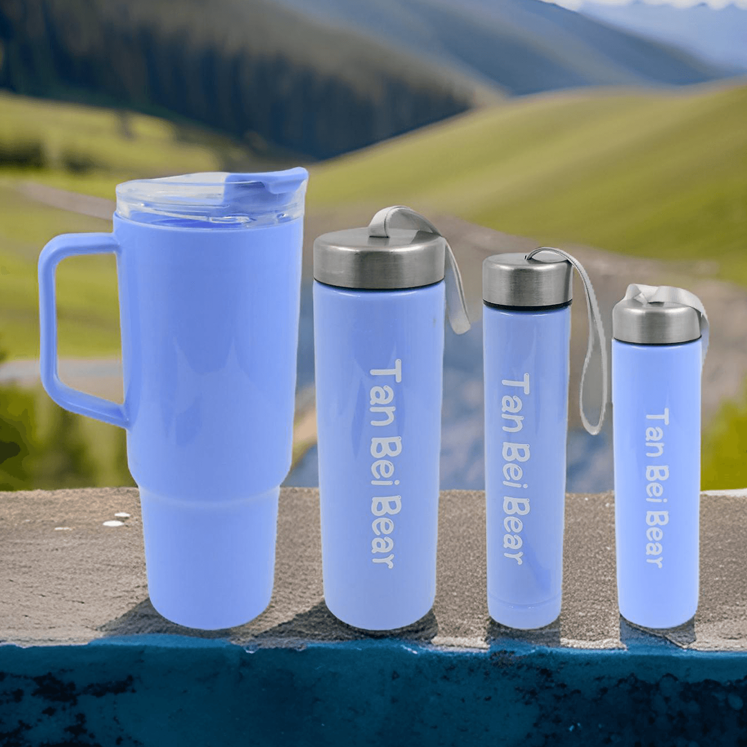 Plastic Water Bottle 3 Different Size Bottle & 1 pc Tumbler With Straw (4 Pc Set) thumbnail 1