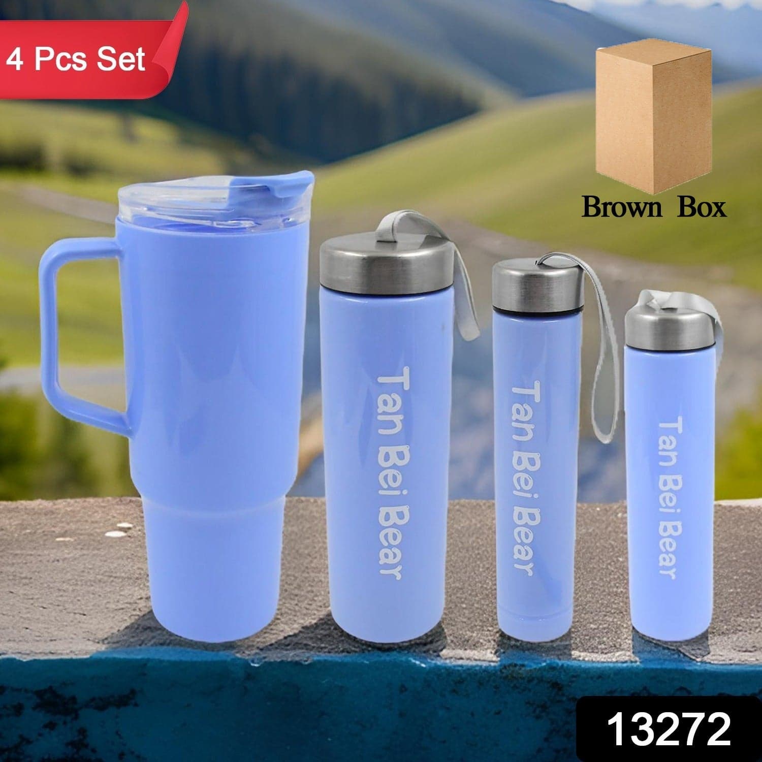 Plastic Water Bottle 3 Different Size Bottle & 1 pc Tumbler With Straw (4 Pc Set) thumbnail 2