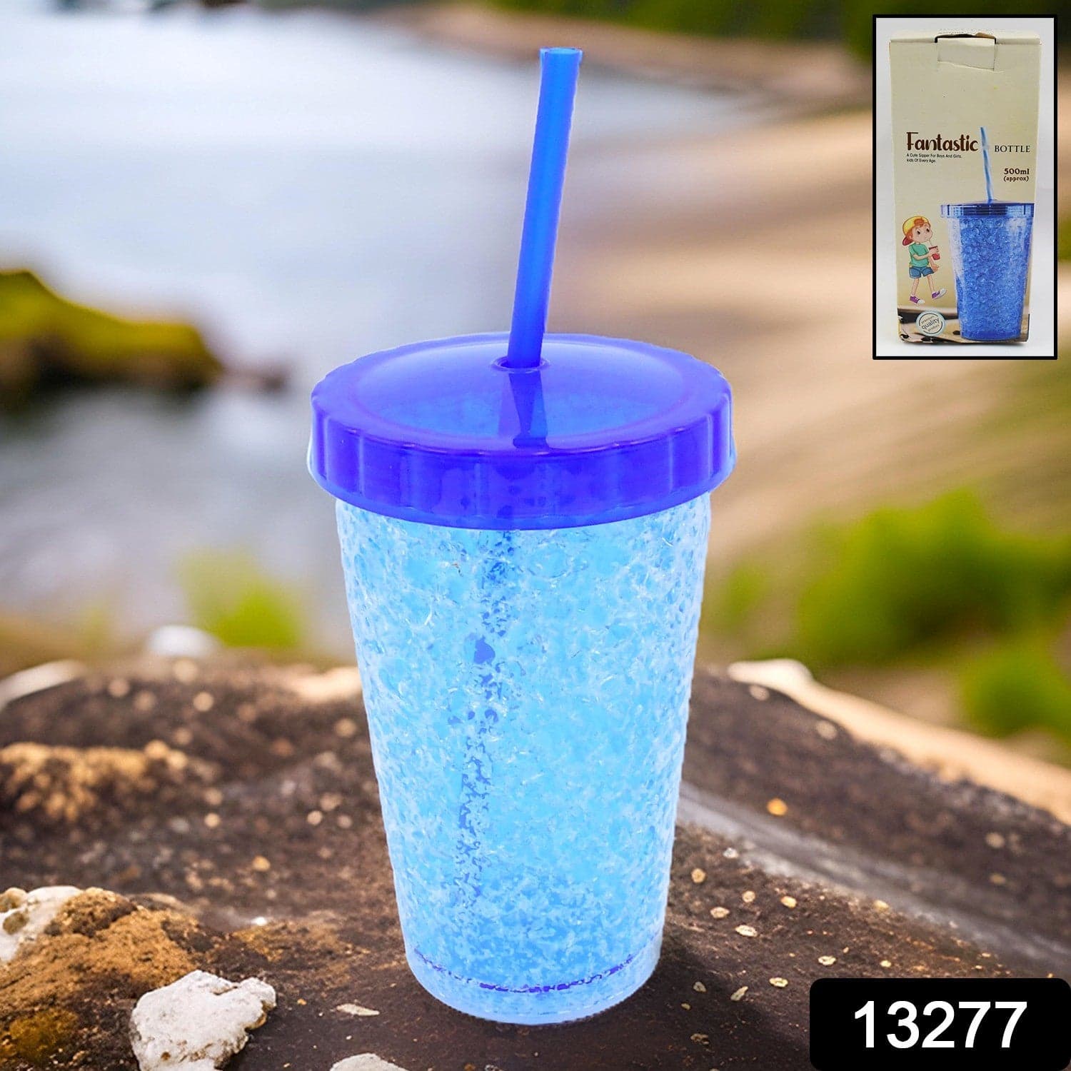 Plastic Reusable Sipper Tumbler with Lid and Straw (1 Pc / 500 ML / Mix Color / 1 Pc) thumbnail 2
