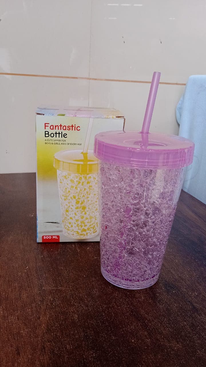 Plastic Reusable Sipper Tumbler with Lid and Straw (1 Pc / 500 ML / Mix Color / 1 Pc) thumbnail 7