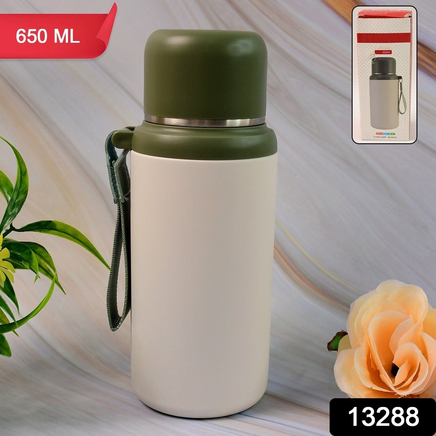 Stainless Steel Mug / Bottle Vacuum Insulated Cup With Handle, Small Cup & Straw (650 ML) thumbnail 2