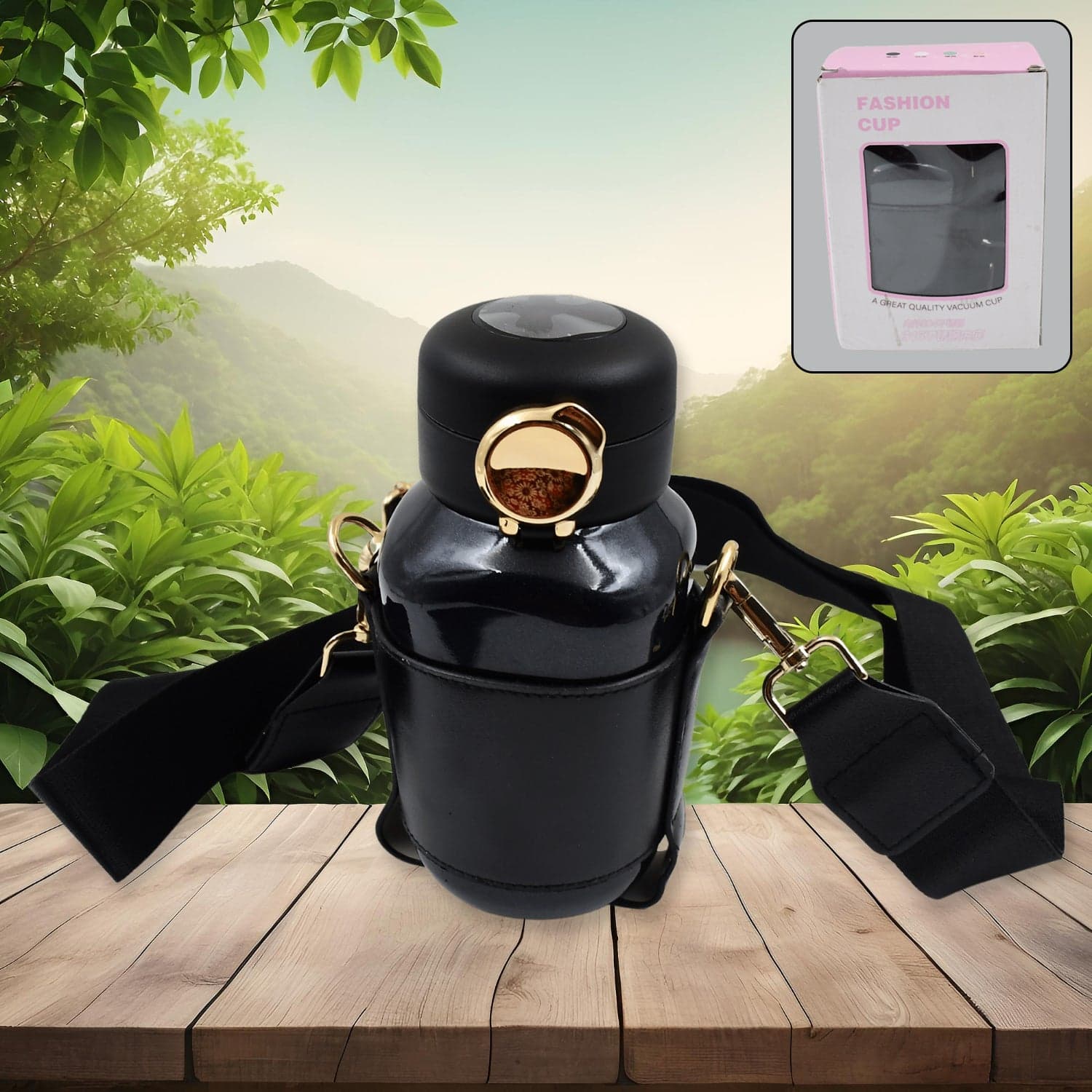Thermos Steel Bottle, Push Button | Fashion Cup Temperature Display Bottle (420 ML) thumbnail 1