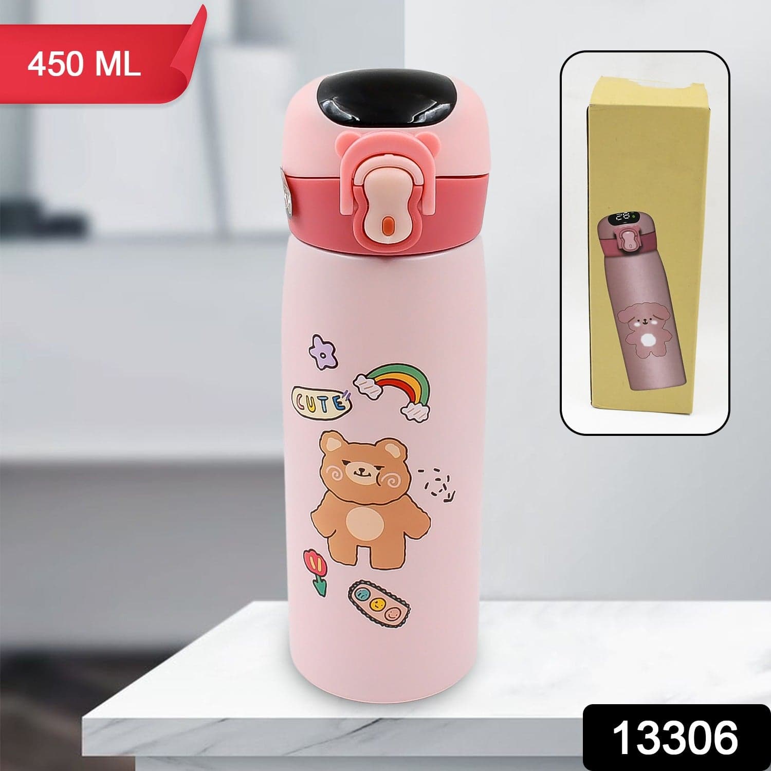 Smart Vacuum Insulated Water Bottle with LED Temperature Display (450 ML Approx / Mix Color & Design) thumbnail 2
