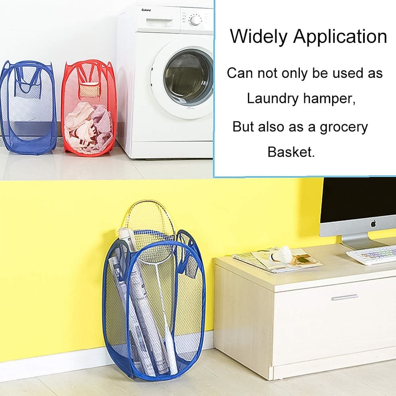 Foldable Collapsible Mesh Laundry Bag Pack Of 1 (Mix Color) thumbnail 6