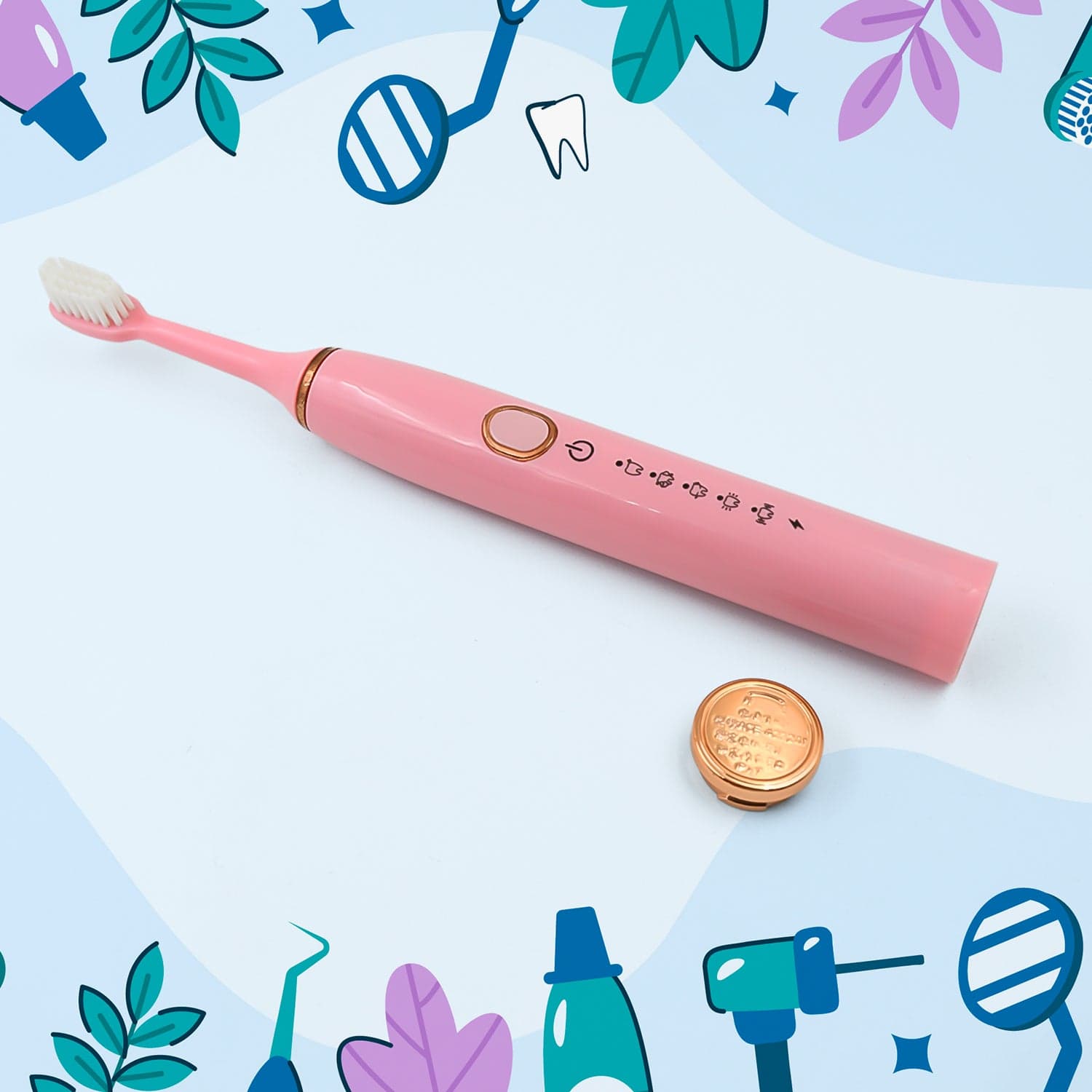 Adult Waterproof Electric Toothbrush with Extra 4 Toothbrush Head (1 Pc / USB Charging Operated / Mix Colour) thumbnail 3