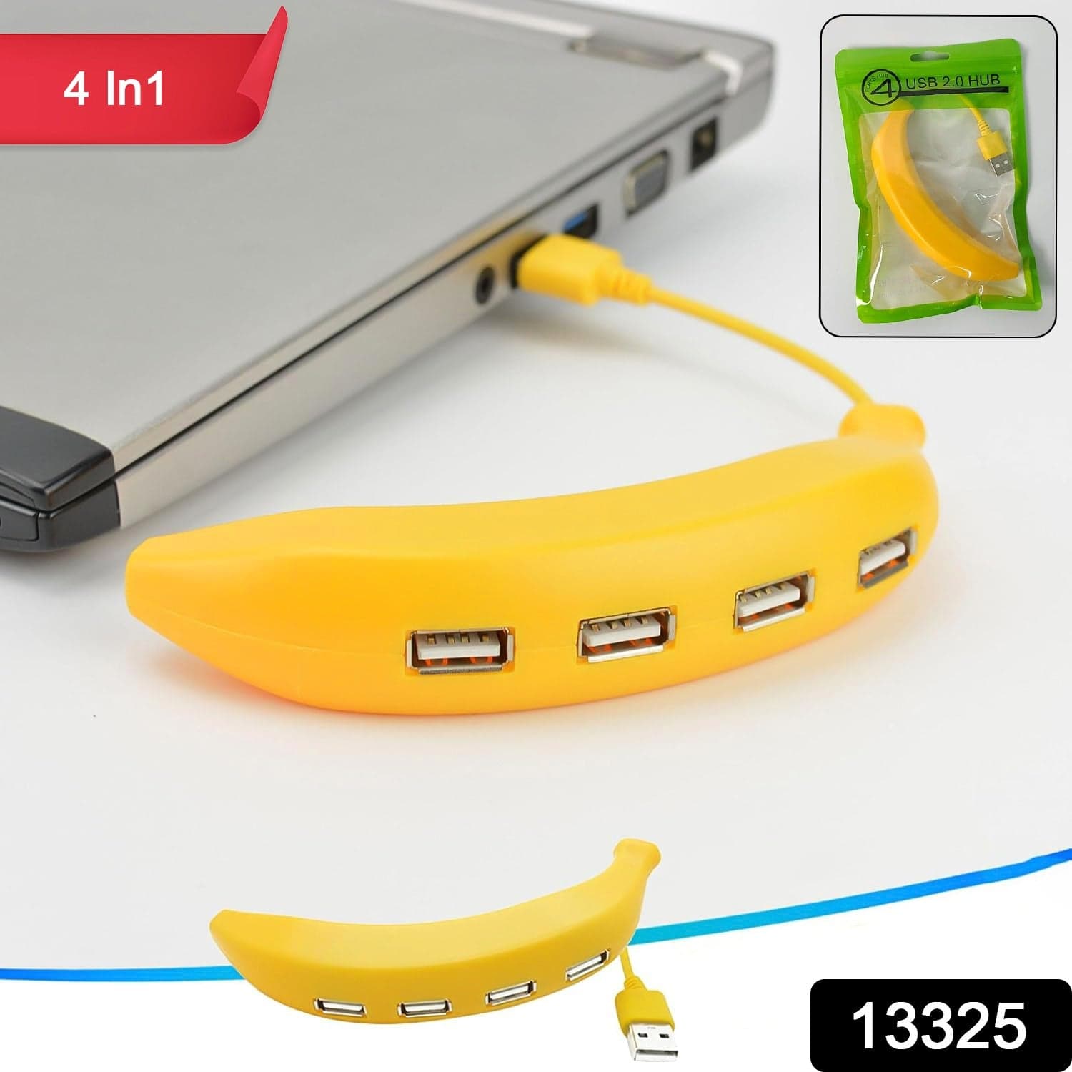 Banana Shape USB Hub, 2.0 Hub USB Splitter, 4-Port USB Hub (1 Pc) thumbnail 2