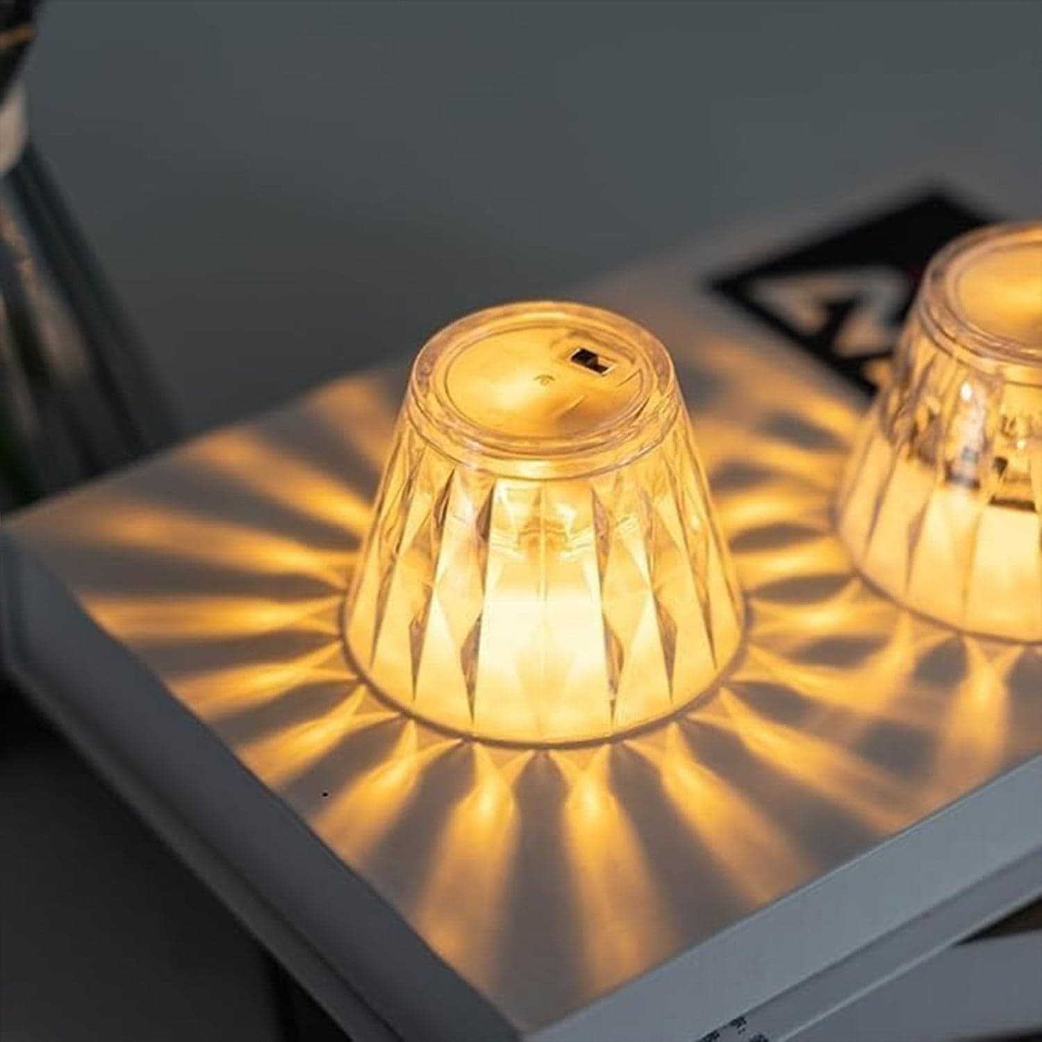 Cup Shape Crystal Table Lamp, Diwali (1 Pc) thumbnail 1