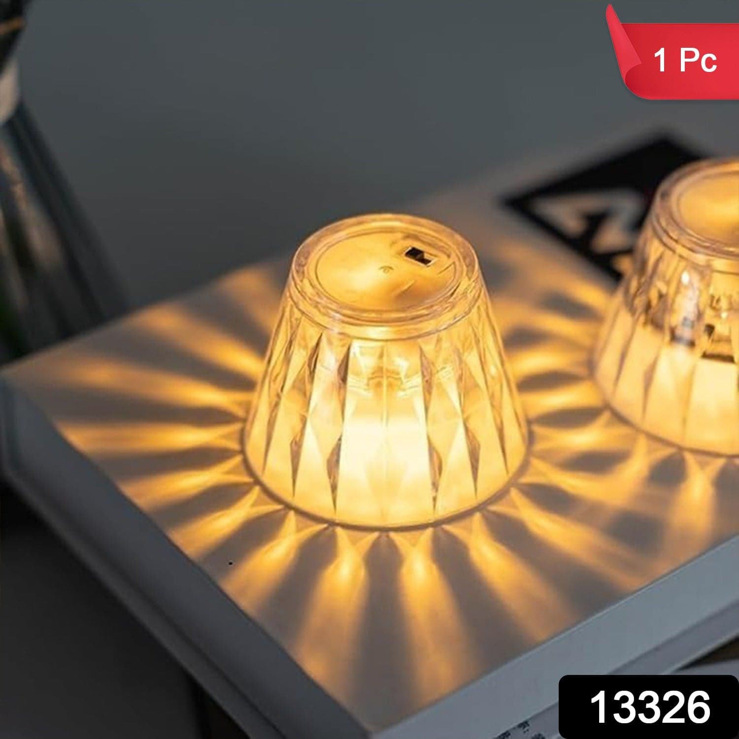 Cup Shape Crystal Table Lamp, Diwali (1 Pc) thumbnail 2