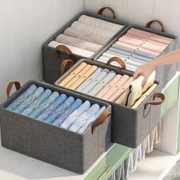 Cloth Storage Baskets, Closet Storage Bins, Canvas Fabric Storage Basket For Shelves, Basket Organizers For Shelf, Storage Bins For Clothes (48—27 Cm)