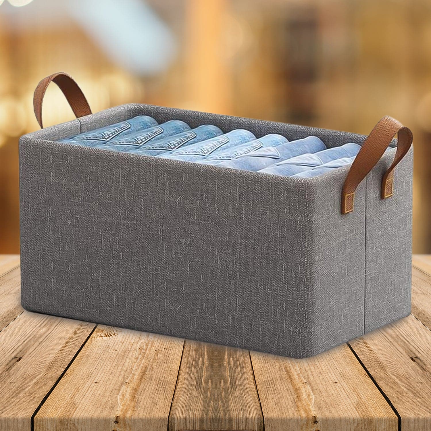 Cloth Storage Baskets, Closet Storage Bins, Canvas Fabric Storage Basket For Shelves, Basket Organizers For Shelf, Storage Bins For Clothes (48—27 Cm) thumbnail 3