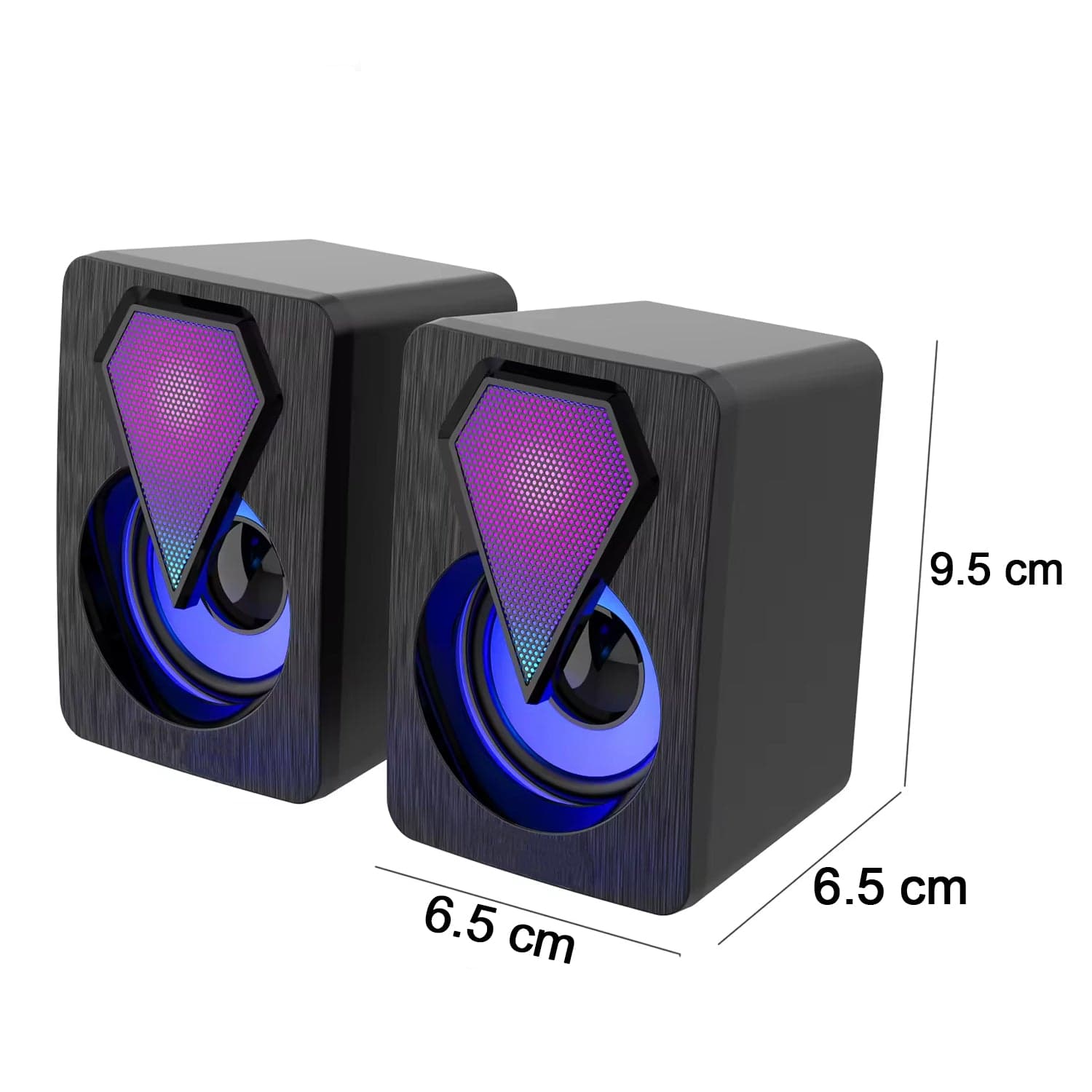 RGB Desktop Speakers, Plug, and Play USB Powered Speaker (2 Pc Set) thumbnail 6