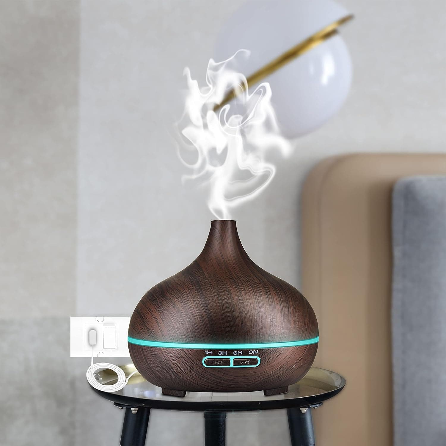 Aromatherapy Humidifier with 7 Colourful LED Light Change (500 ML Capacity / Without Remote) thumbnail 4