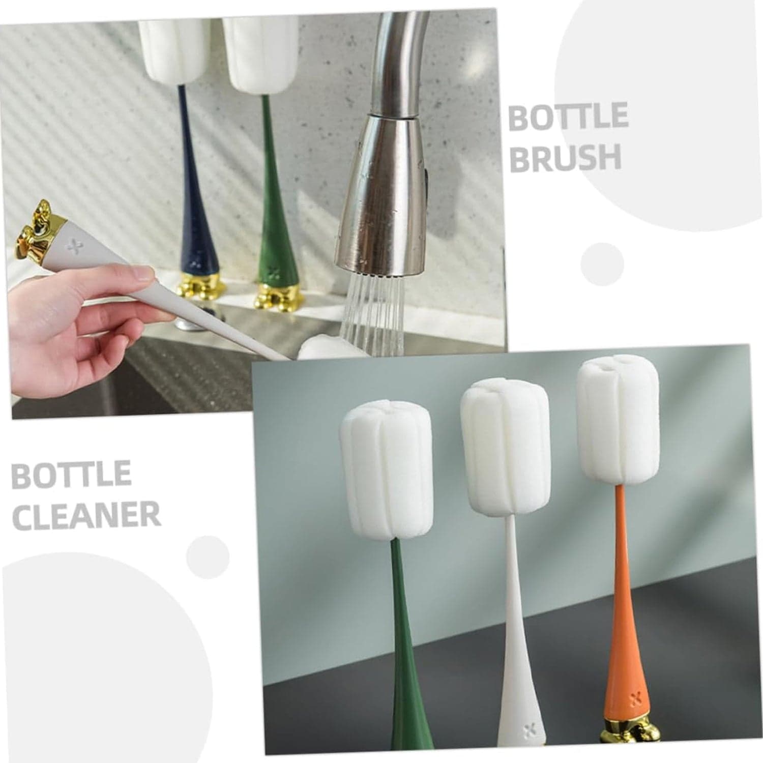 Multifunctional Silicone Bottle Cleaning Foam Brush with Plastic Long Handle (1 Pc) thumbnail 7