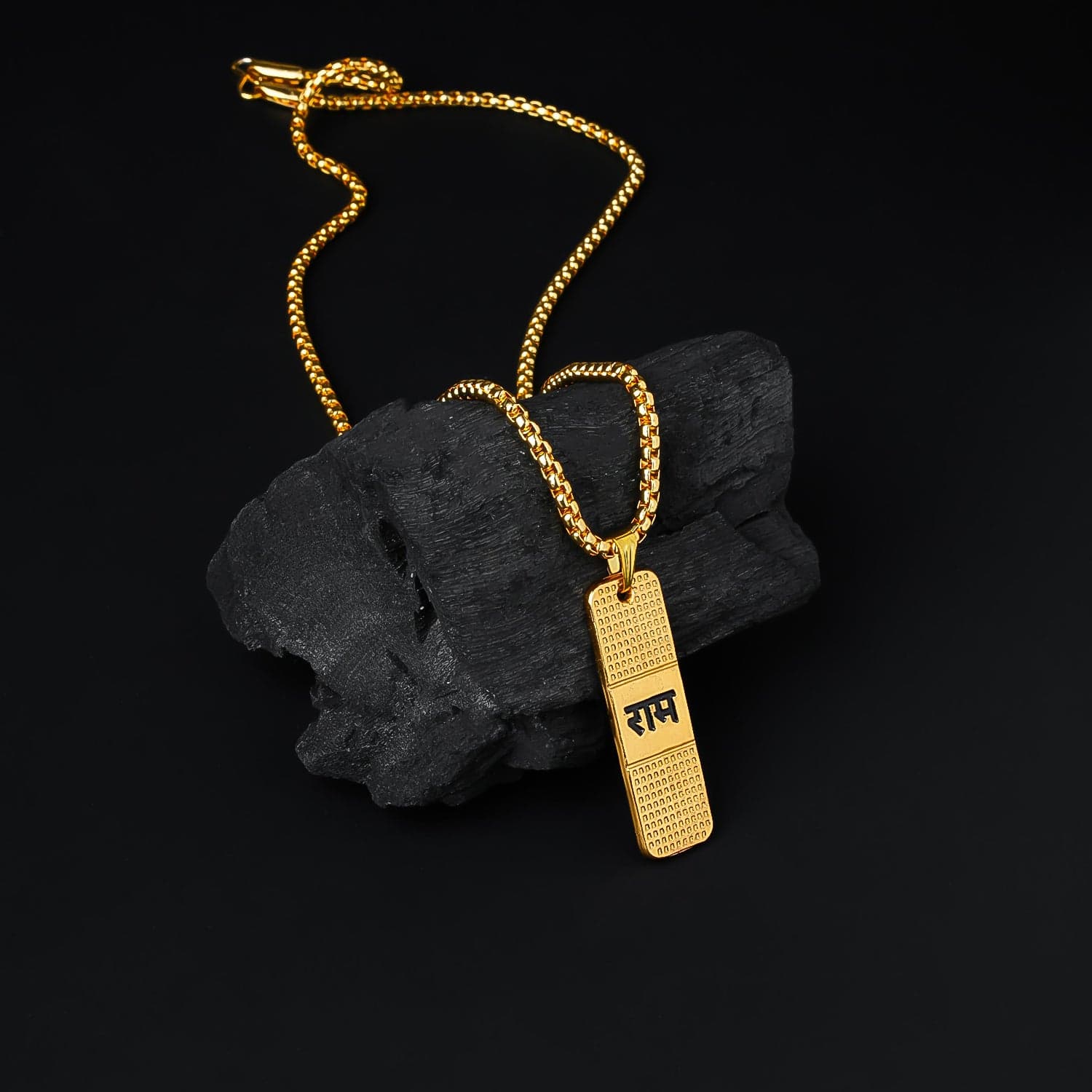 Golden Ram Naam Locket With Chain (1 Pc) thumbnail 1