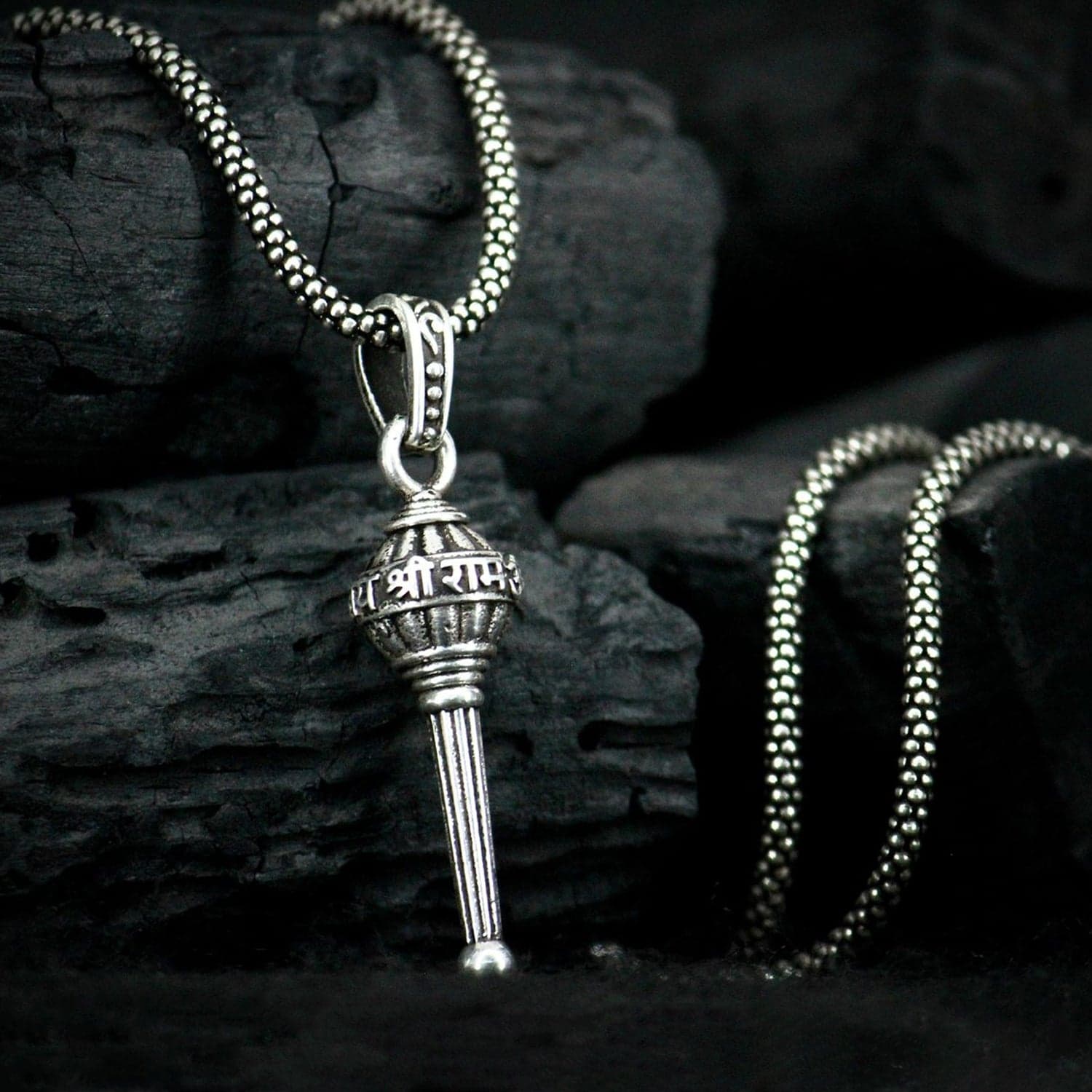 Silver Chain With Gada Pendant / Locket (1 Pc) thumbnail 1