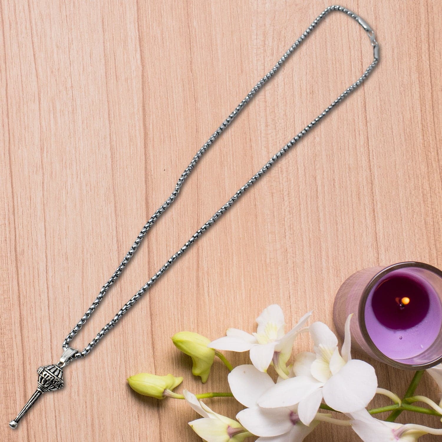 Silver Chain With Gada Pendant / Locket (1 Pc) thumbnail 4