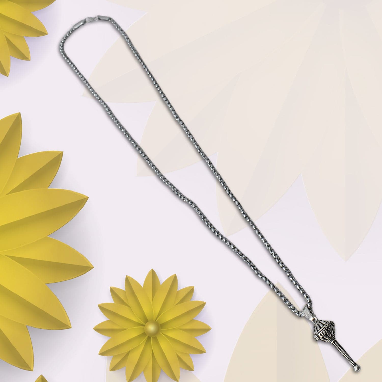 Silver Chain With Gada Pendant / Locket (1 Pc) thumbnail 6