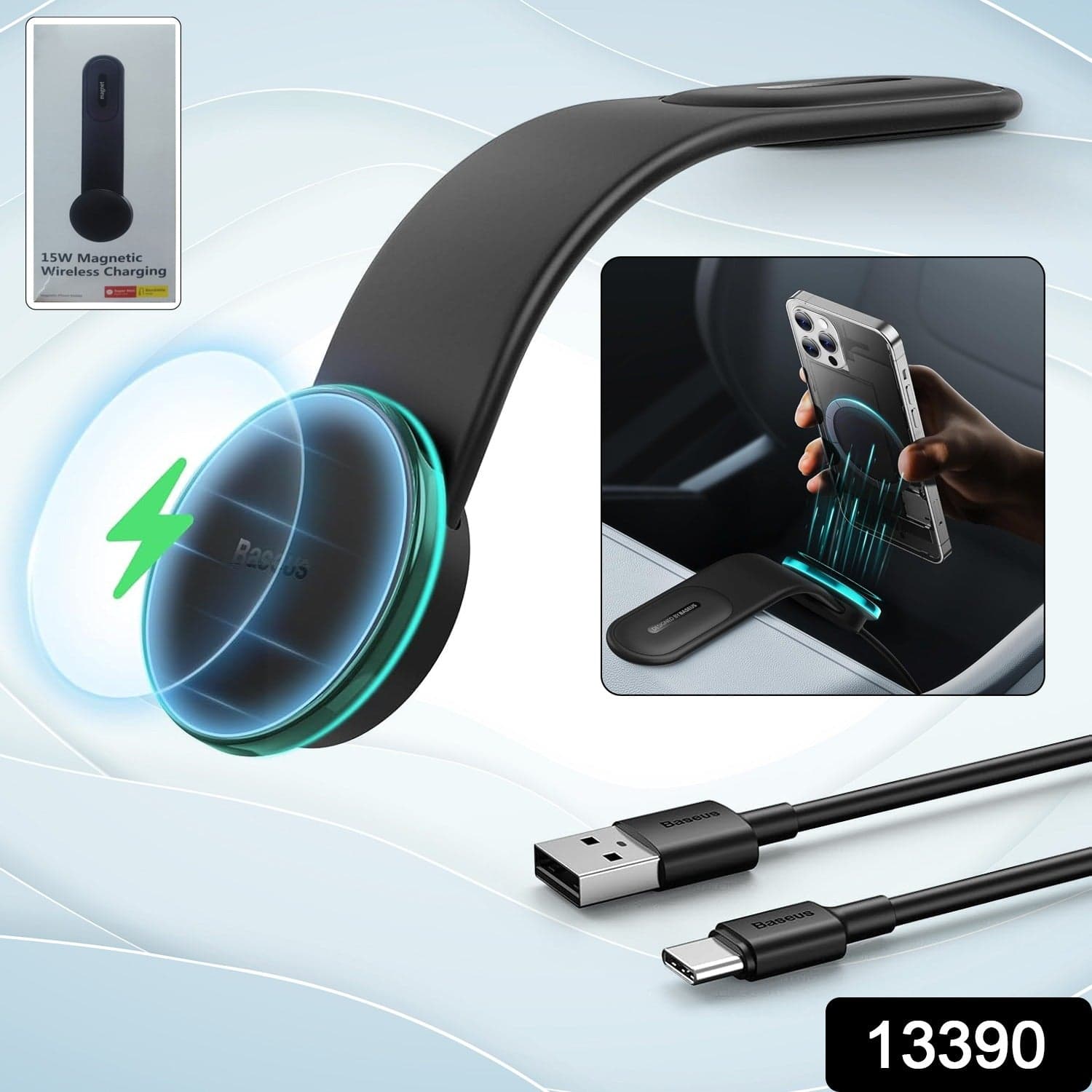 Car Mount Charger, 15W Wireless Car Charger Phone Holder (1 Set) thumbnail 2