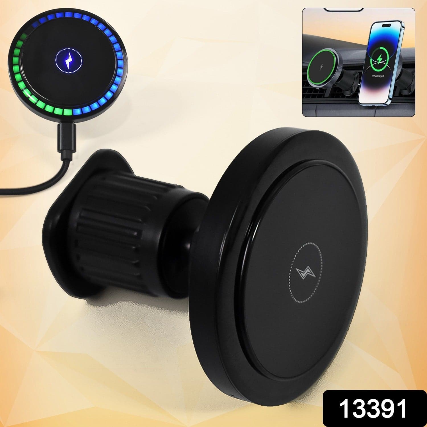 Magnetic Phone Mount Wireless Charger | Music Reactive Lights (1 Set) thumbnail 2