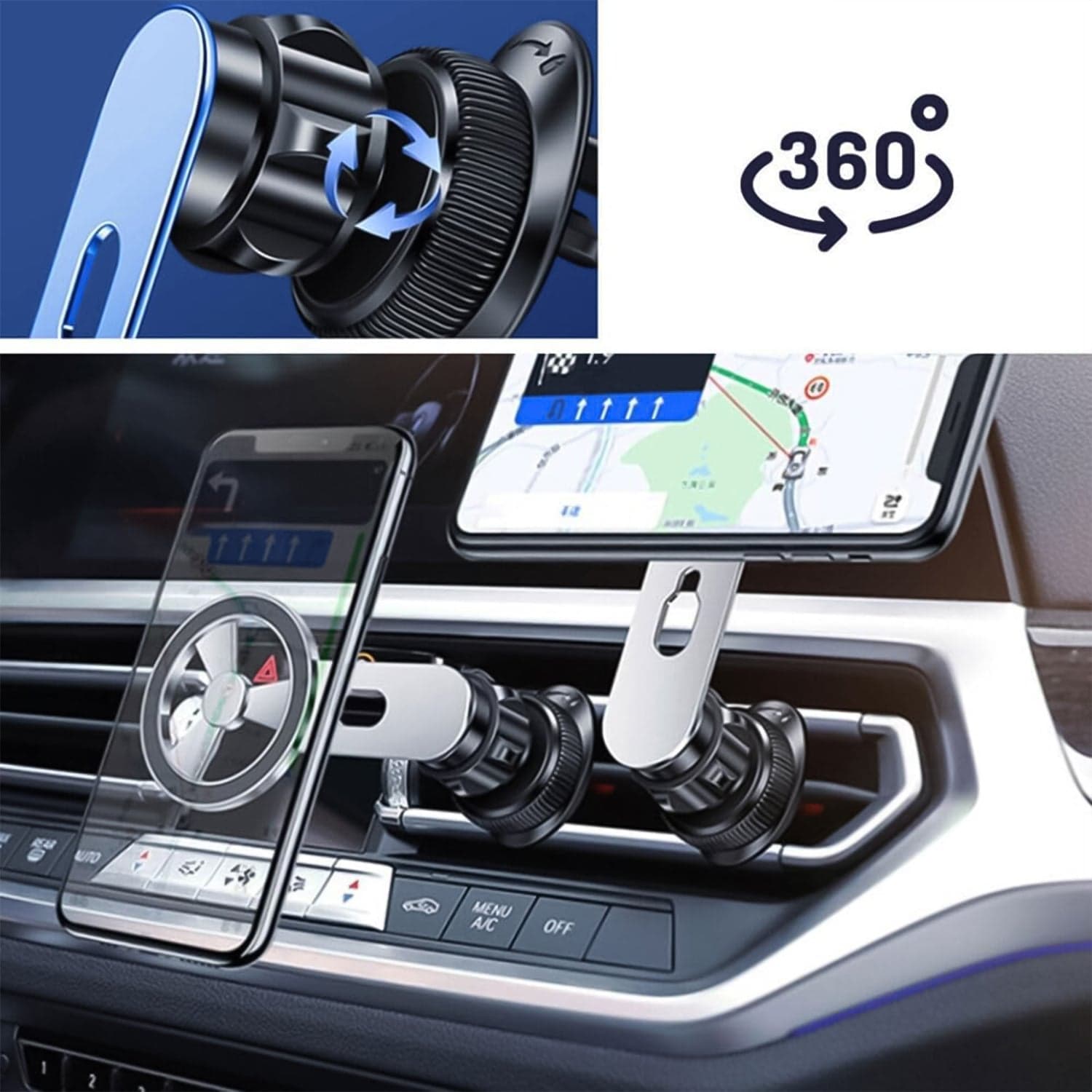 360° Rotatable & Foldable Air Vent Magnetic Phone Holder (1 Pc) thumbnail 4