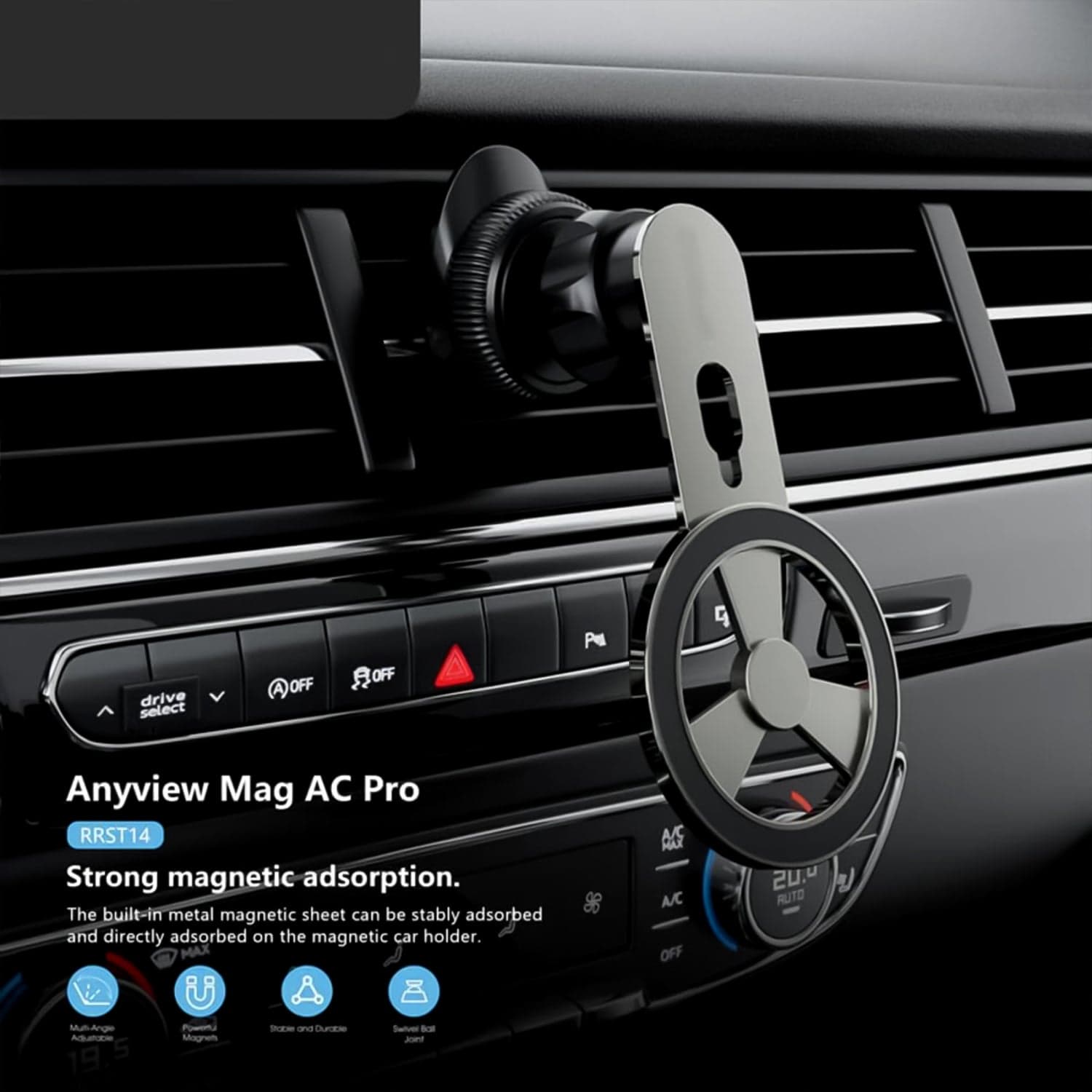360° Rotatable & Foldable Air Vent Magnetic Phone Holder (1 Pc) thumbnail 6