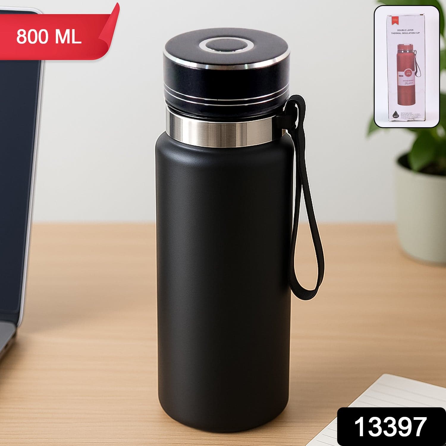Double Stainless Steel Wall Flask Vacuum Insulated Water Bottle (800 ML) thumbnail 2