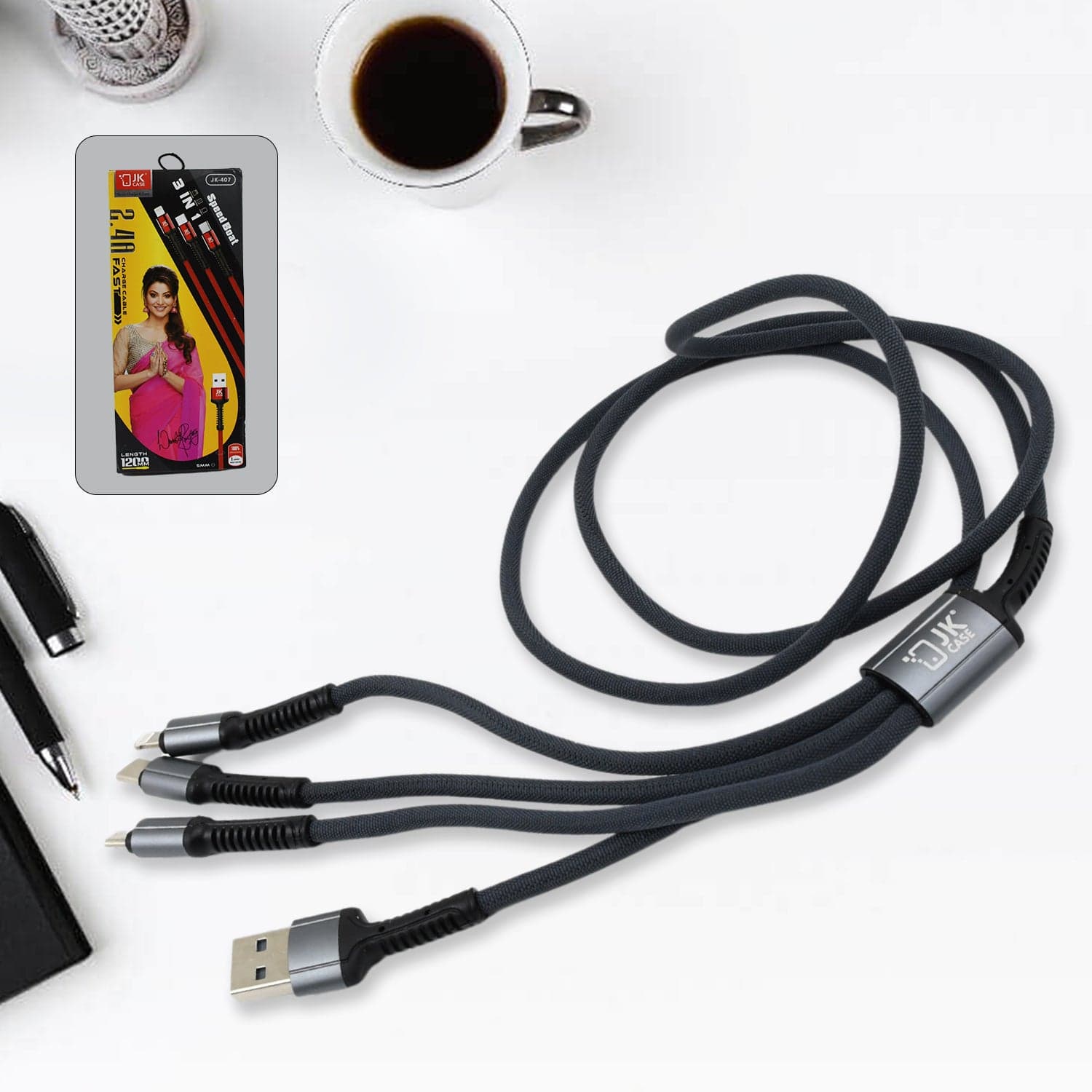 JK 3 in 1 Multi Super Fast Charging Cable (1 Pc / 1200 MM) thumbnail 1