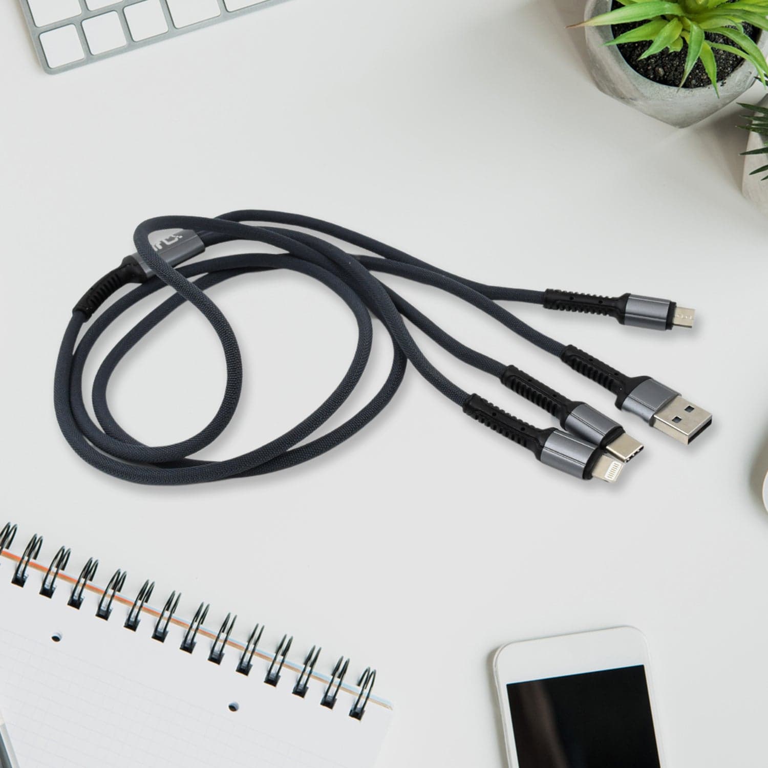 JK 3 in 1 Multi Super Fast Charging Cable (1 Pc / 1200 MM) thumbnail 4