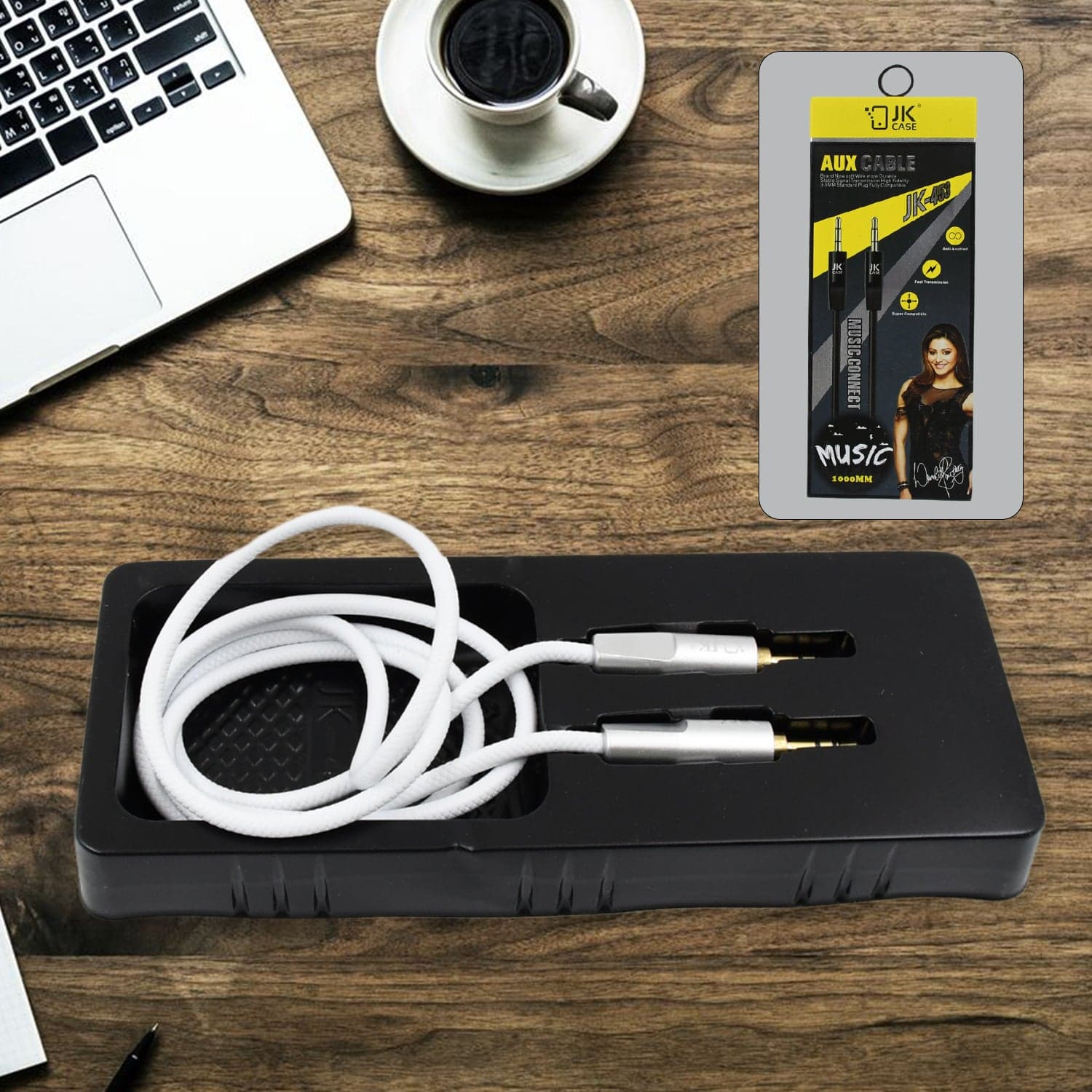 JK Aux Cable for Mobile and Tablet Home / Car Stereos & More (1 Pc / 1000MM) thumbnail 1