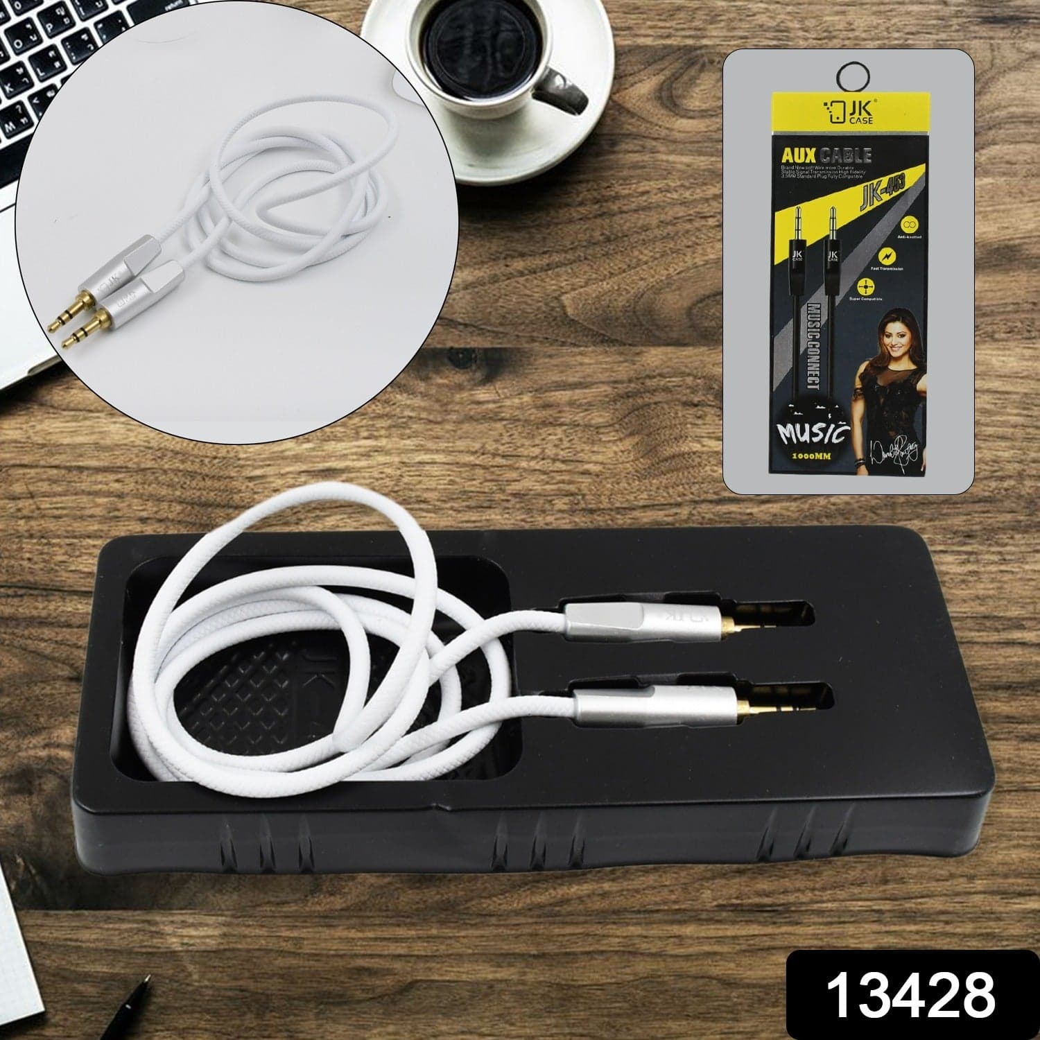 JK Aux Cable for Mobile and Tablet Home / Car Stereos & More (1 Pc / 1000MM) thumbnail 2