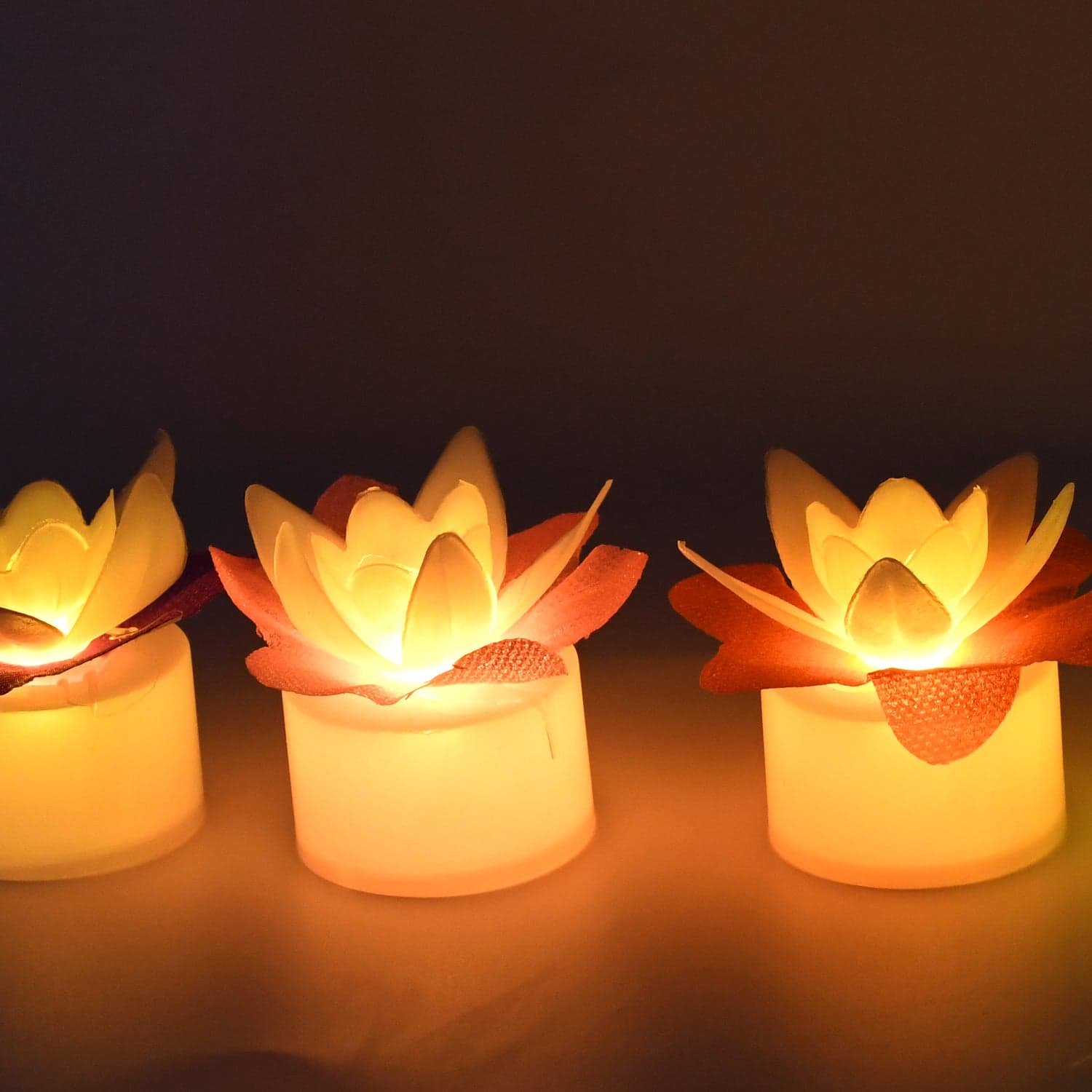 Decoration Candles/Led Diwali Decor Lotus Flower Candle, Diwali (5 Pc) thumbnail 1