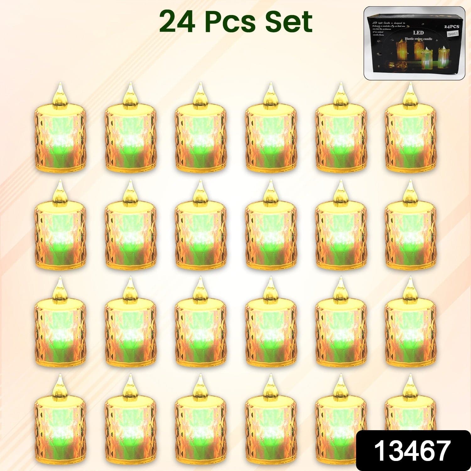 24 Pc Flameless And Smokeless Decorative Melting Candles Led Tea Light Candle Flickering Electronic Candle ID-13467 thumbnail 2