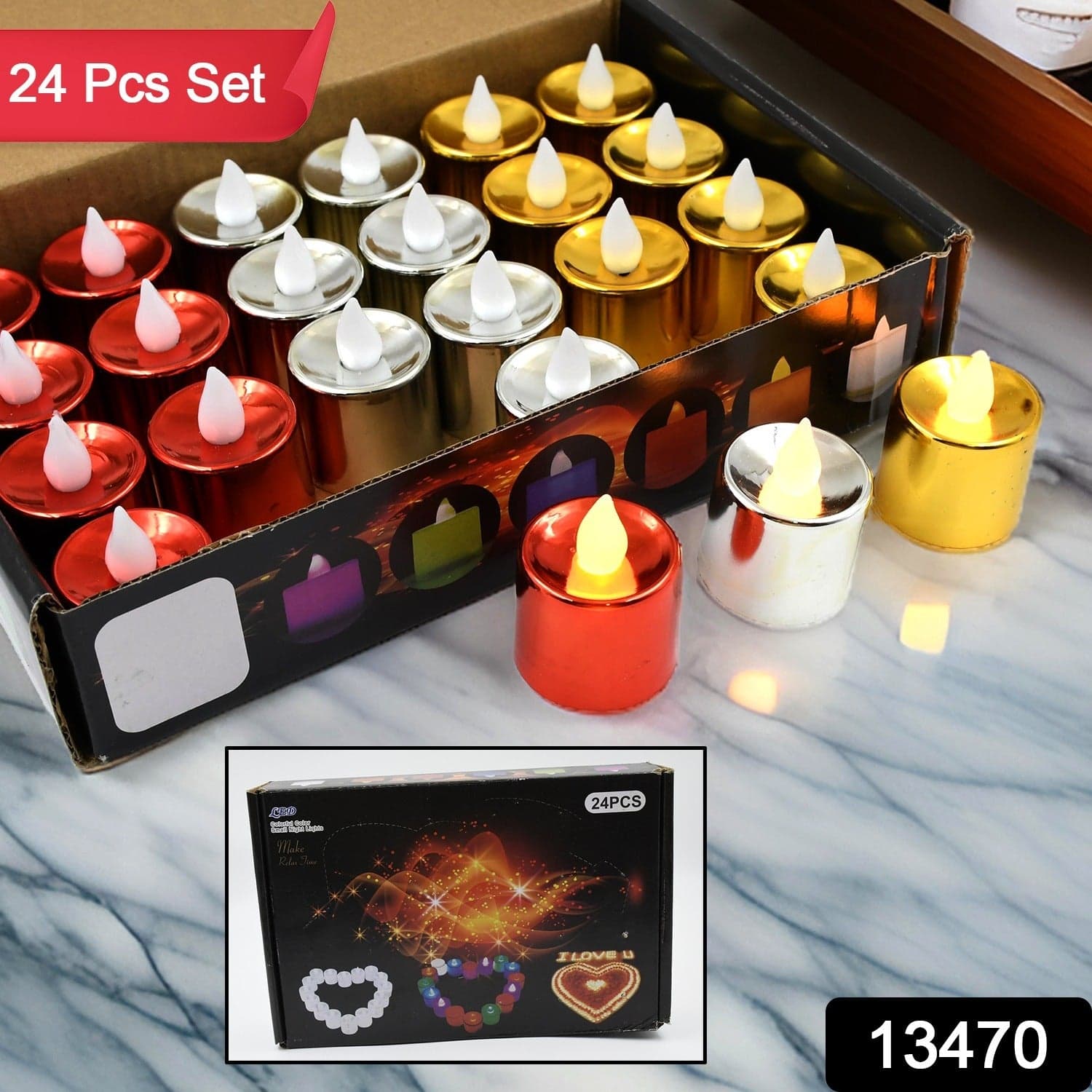 Electrical Candles Diya Led Tea Light, Plastic Candle Light Candle Candle, Diwali (24 Pc Set) thumbnail 2