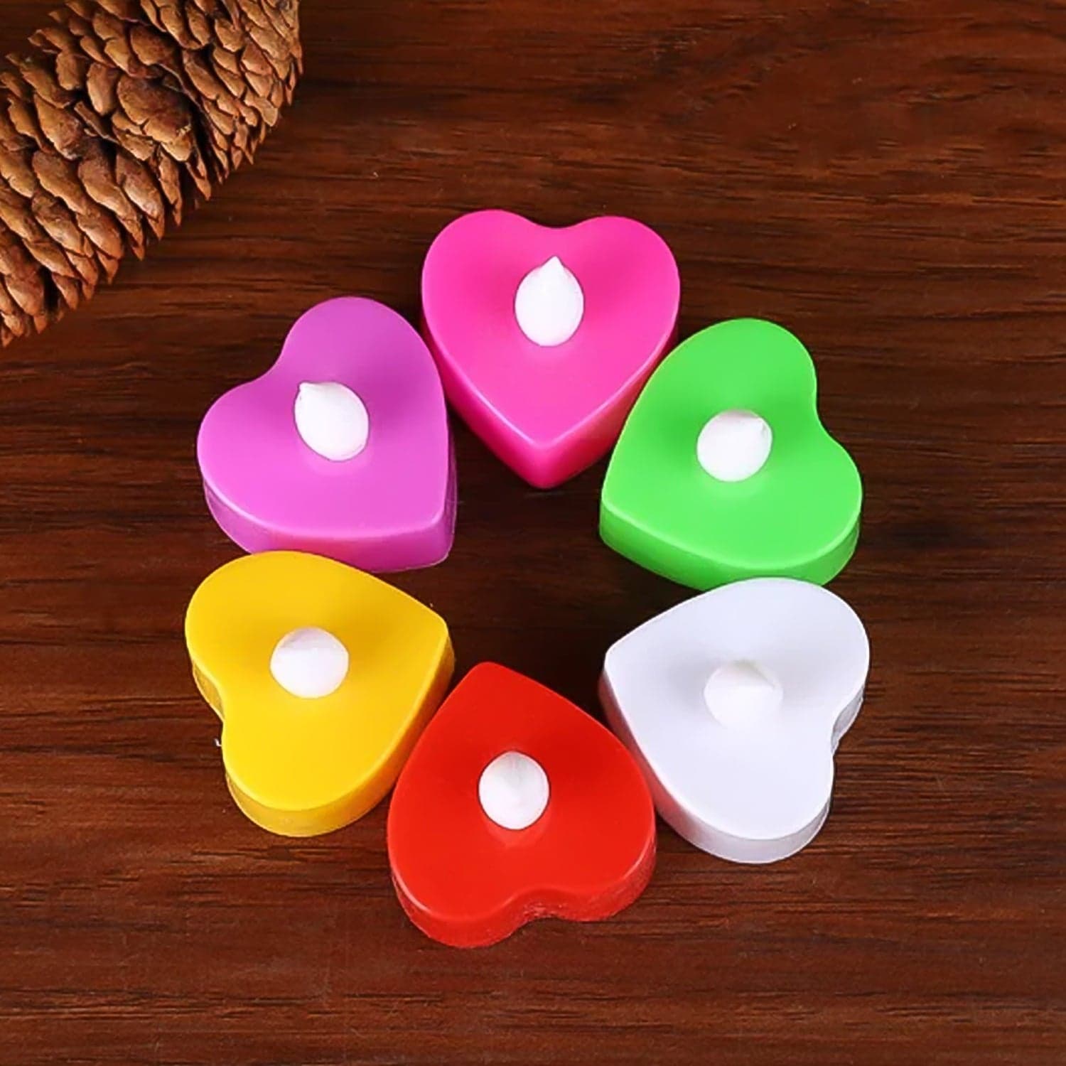 Heart Shape Battery Operated Tea Light Led Candles, For Decoration Use, Diwali (24 Pc Set) thumbnail 6