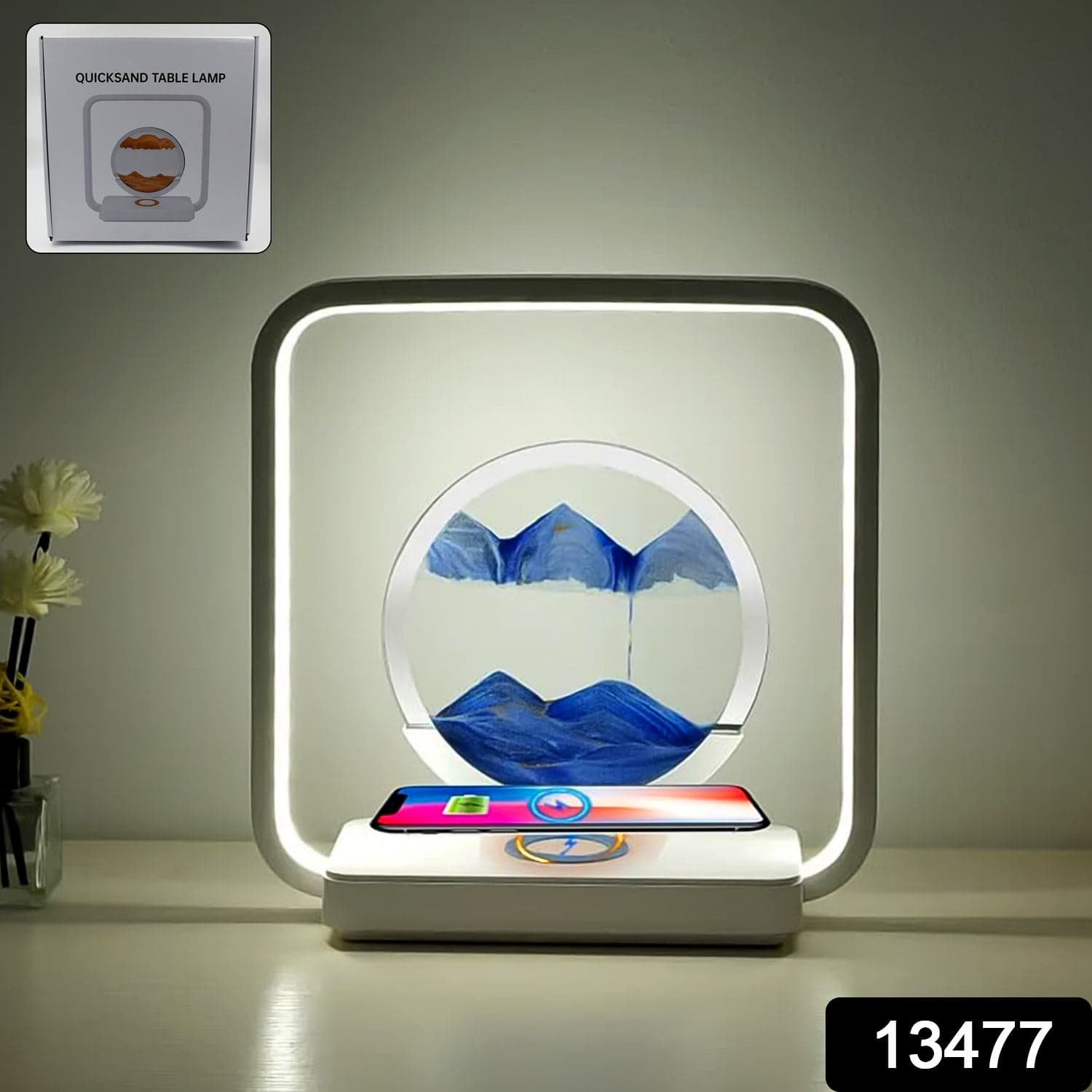 13477 3D Wireless Charging LED Light USB Quicksand Painting Lamp for Bedroom thumbnail 2